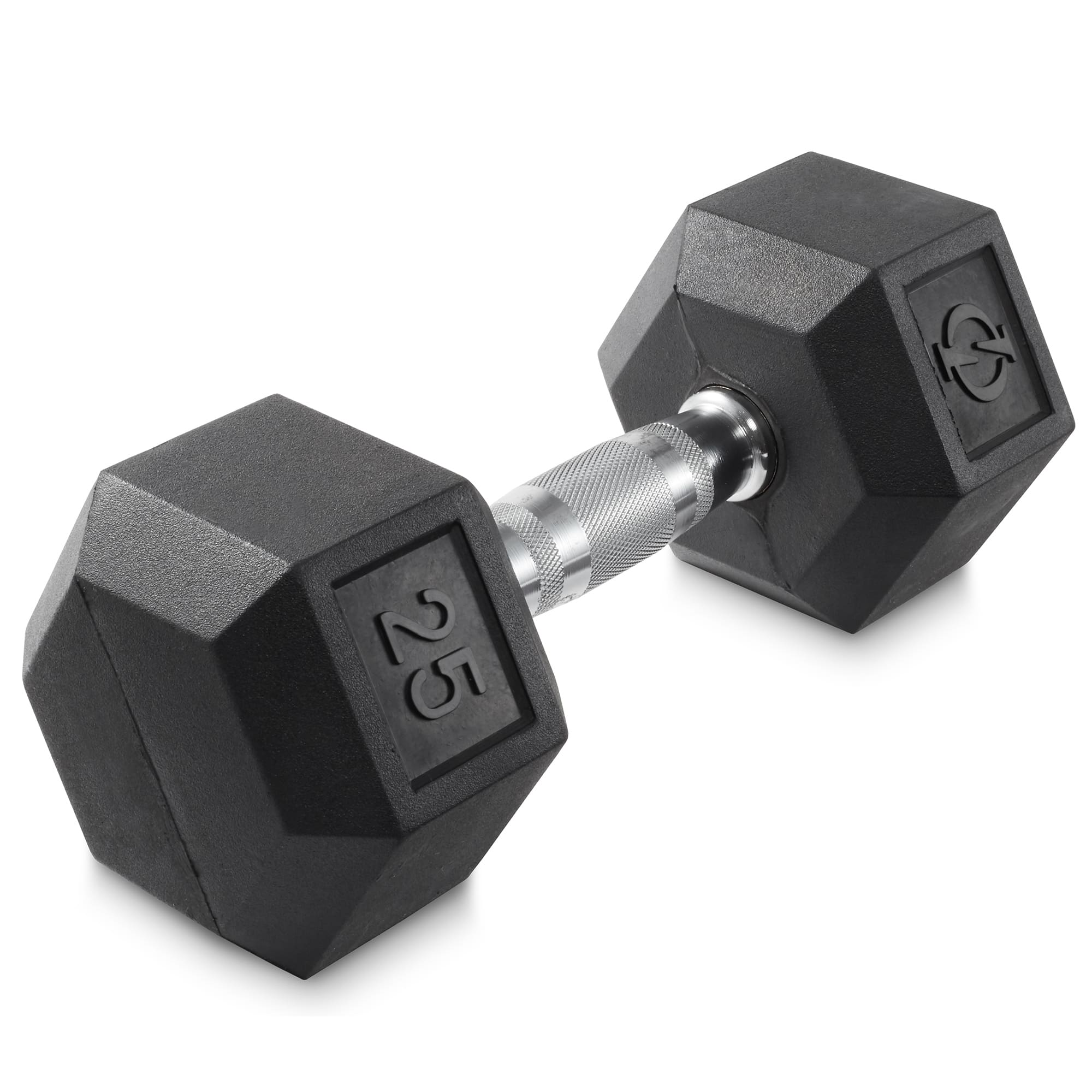 Philosophy Gym - Rubber Coated Hex Dumbbell - Cast Iron Hand Weights - 25-lbto 50 Pound - Black