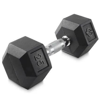 Front. Philosophy Gym - Rubber Coated Hex Dumbbell - Cast Iron Hand Weights - 25-lbto 50 Pound - Black.