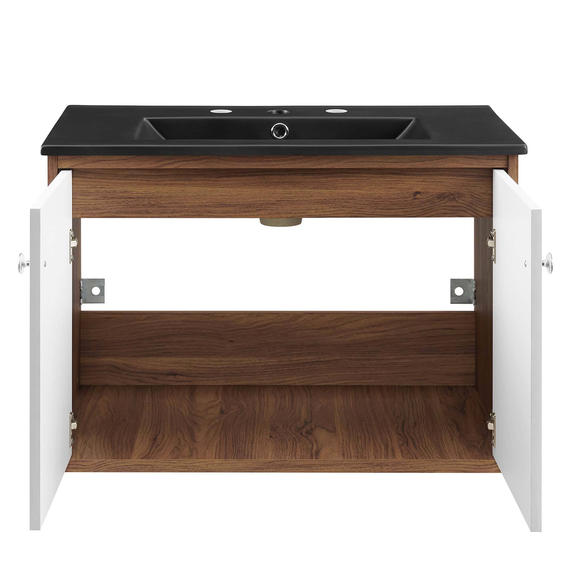 Alt View 4. Modway - Transmit Wall-Mount Bathroom Vanity Basin Included by Modway - Walnut Black.