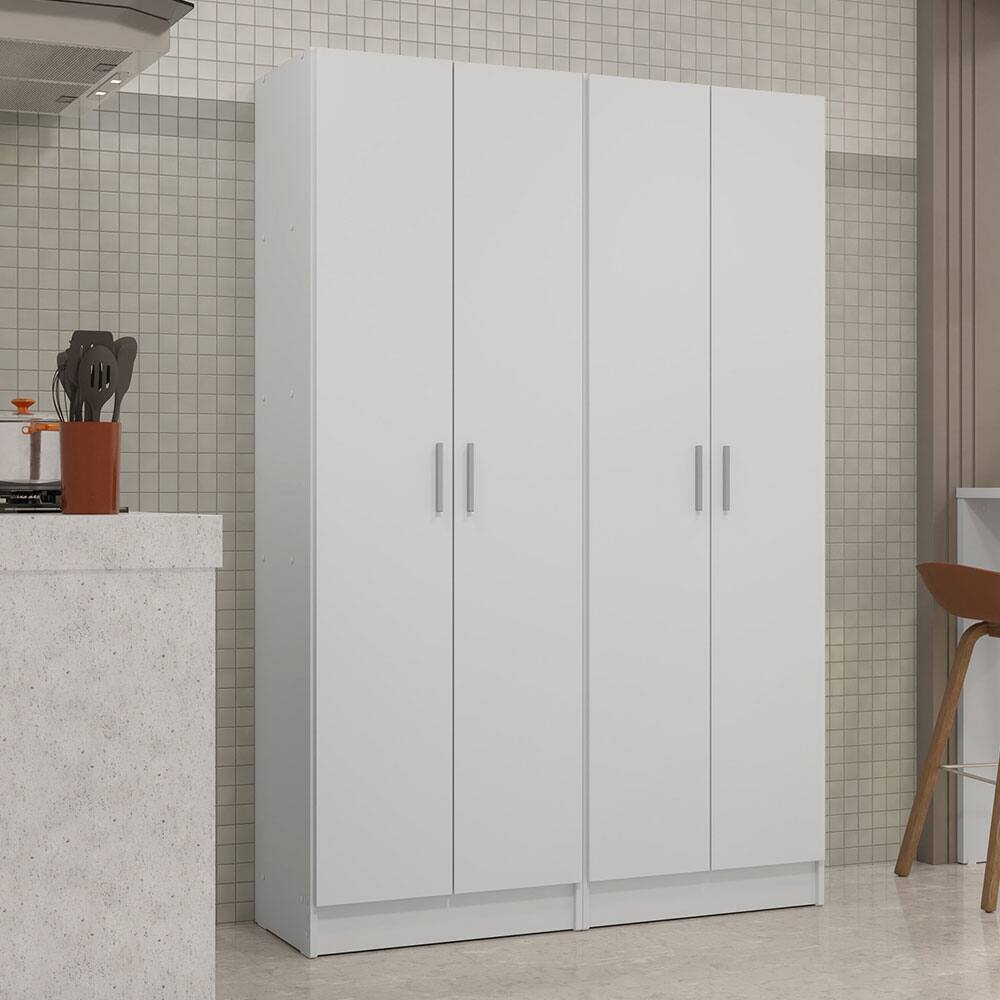 Angle. Madesa - Madesa Kitchen Set 2 Pantry Storage Cabinet with 10 Utility Shelves 47"L Wooden Organization Unit for Kitchen - White - White.