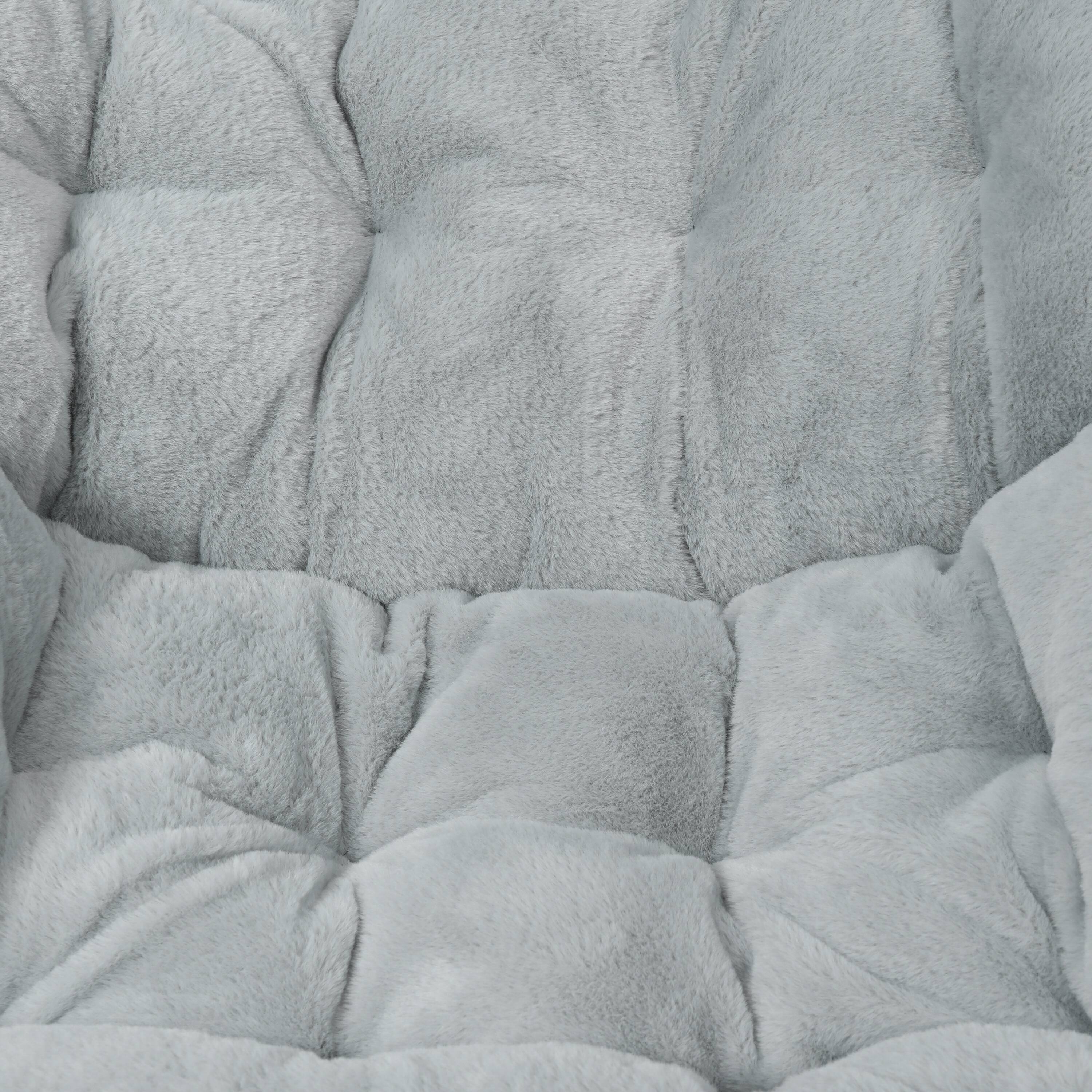 Alt View 10. Emma + Oliver - Aisling Oversized Folding Saucer Chair for Dorm, Bedroom - Gray Fabric/Soft Gold Frame.