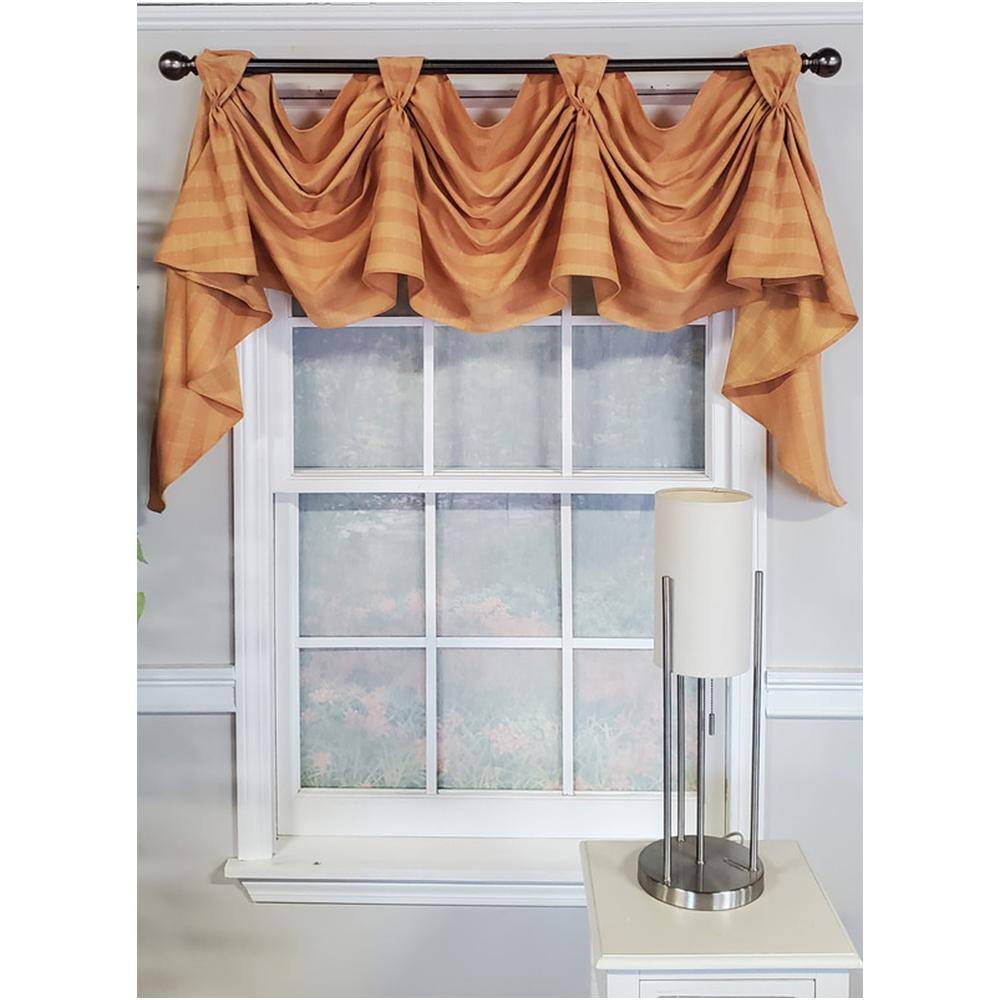 Angle. RLF Home - RLF Home Modern Design Orange Lane Victory Swag 3-Scoop Window Valance 50" x 25" Mustard - Mustard.