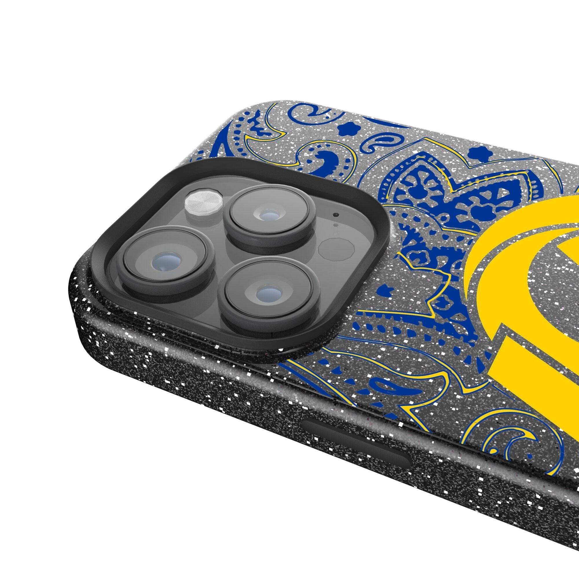 Alt View 2. Keyscaper - Los Angeles Rams Paisley Bling iPhone Case - 14 Pro Max - Black.