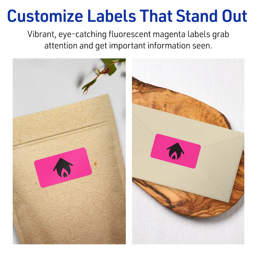 Printable High Alert Labels Avery Printable Rectangle Labels, Neon Magenta, 2