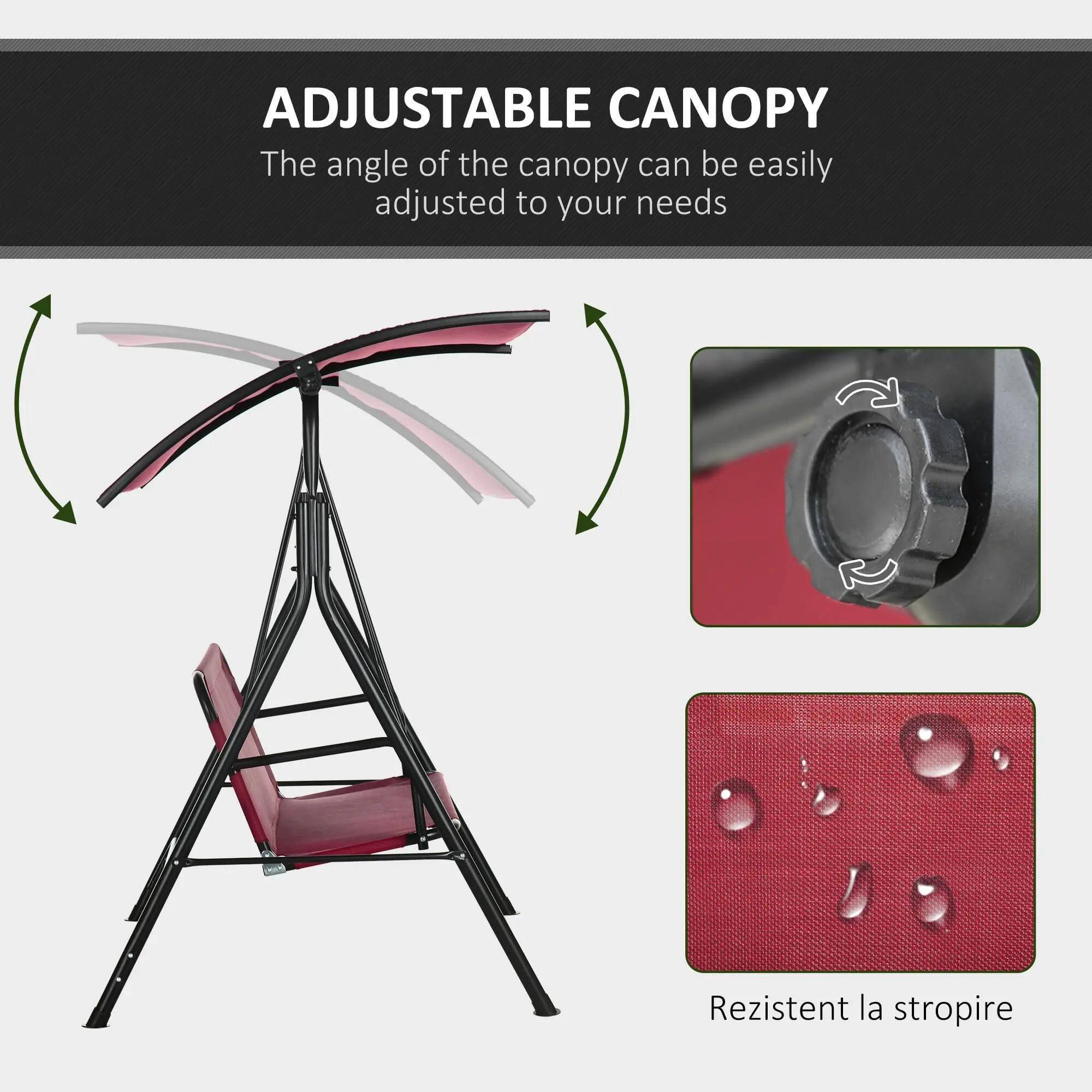 ADJUSTABLE CANOPY
The angle of the canopy can be easily adjusted to your needs.

Resistant la stropire.