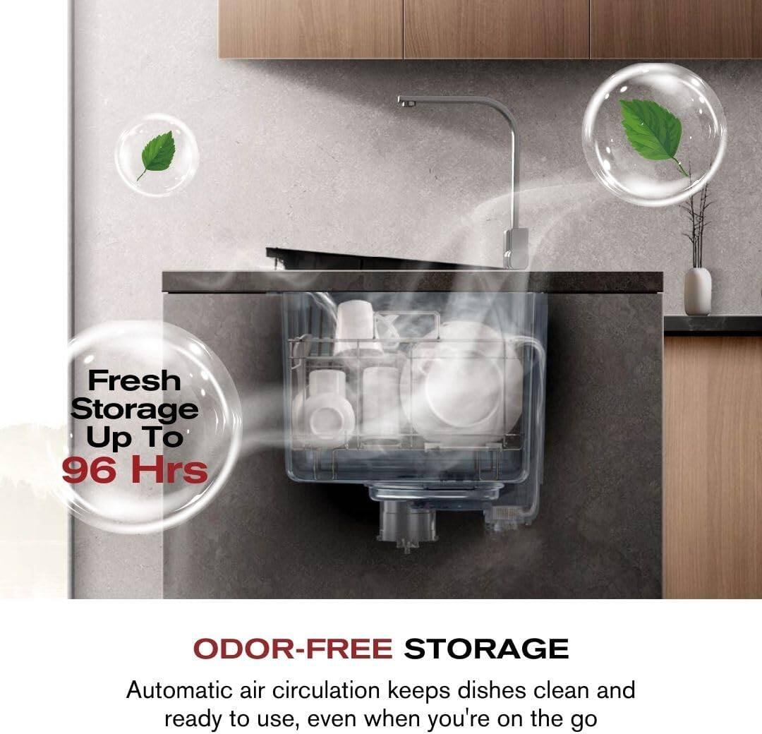 Fresh Storage Up To 96 Hrs ODOR-FREE STORAGE Automatic air circulation keeps dishes clean and ready to use, even when you're on the go.