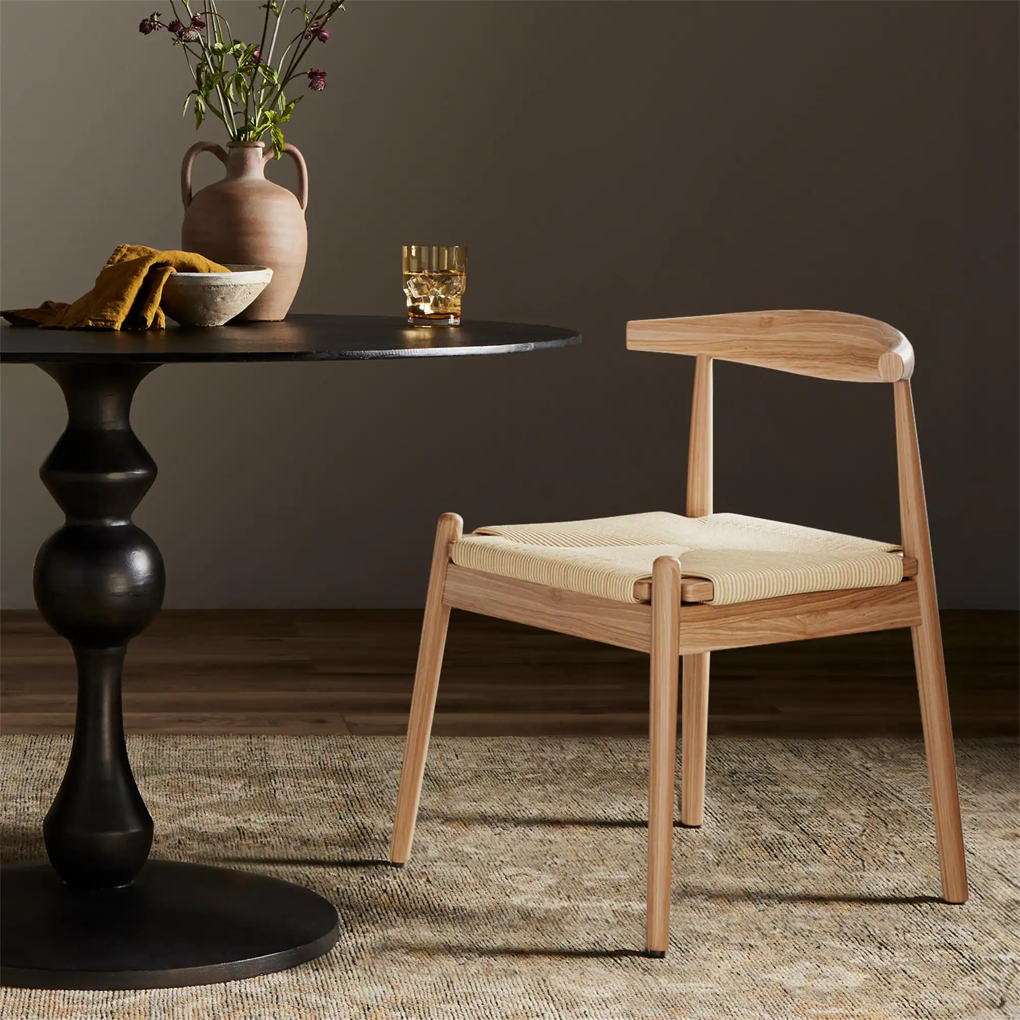 Alt View 2. Boyel Living - Weave Dining Chairs Set of 2 Mid-Century Modern Kitchen Chair with Solid Oak Frame & Handwoven Seat - Wood.