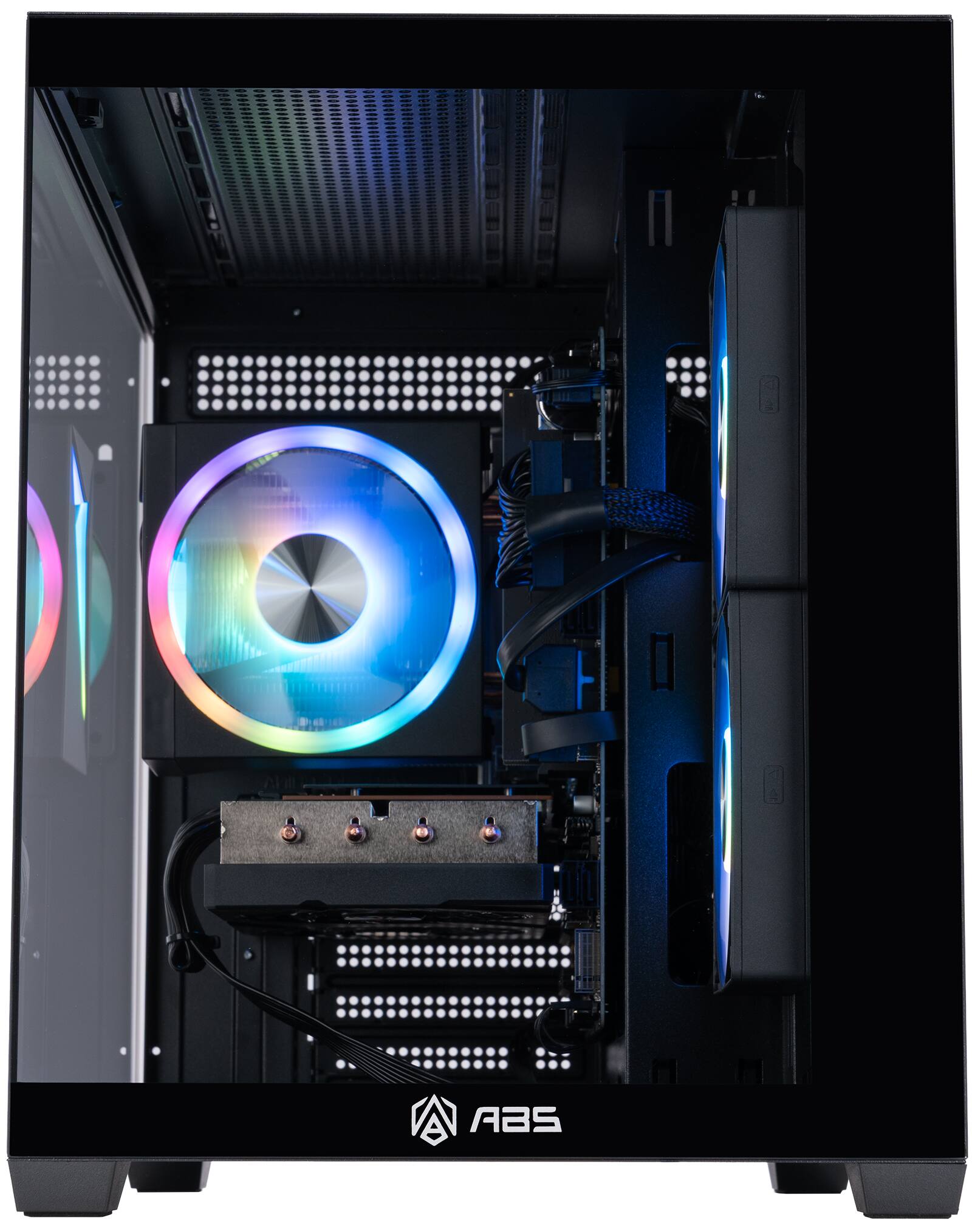 Angle. ADVANCED BATTLESTATIONS - ABS Flux II Aqua Gaming PC - Windows 11 - Intel Core 5 120 - Arc A580 8GB - 16GB DDR4 3200 - 1TB M.2 SSD - black.