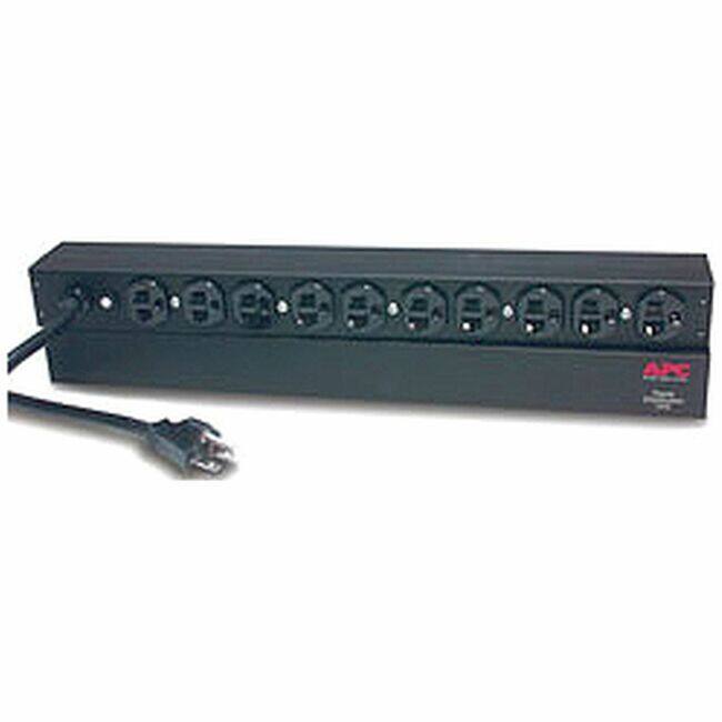Front. APC - APC NetShelter Basic Rack PDU, 1U, 20A, 120V, 10 NEMA 5-20 outlets, 5-20P inlet - Basic - NEMA 5-20P - 10 x NEMA 5-20R - Black.