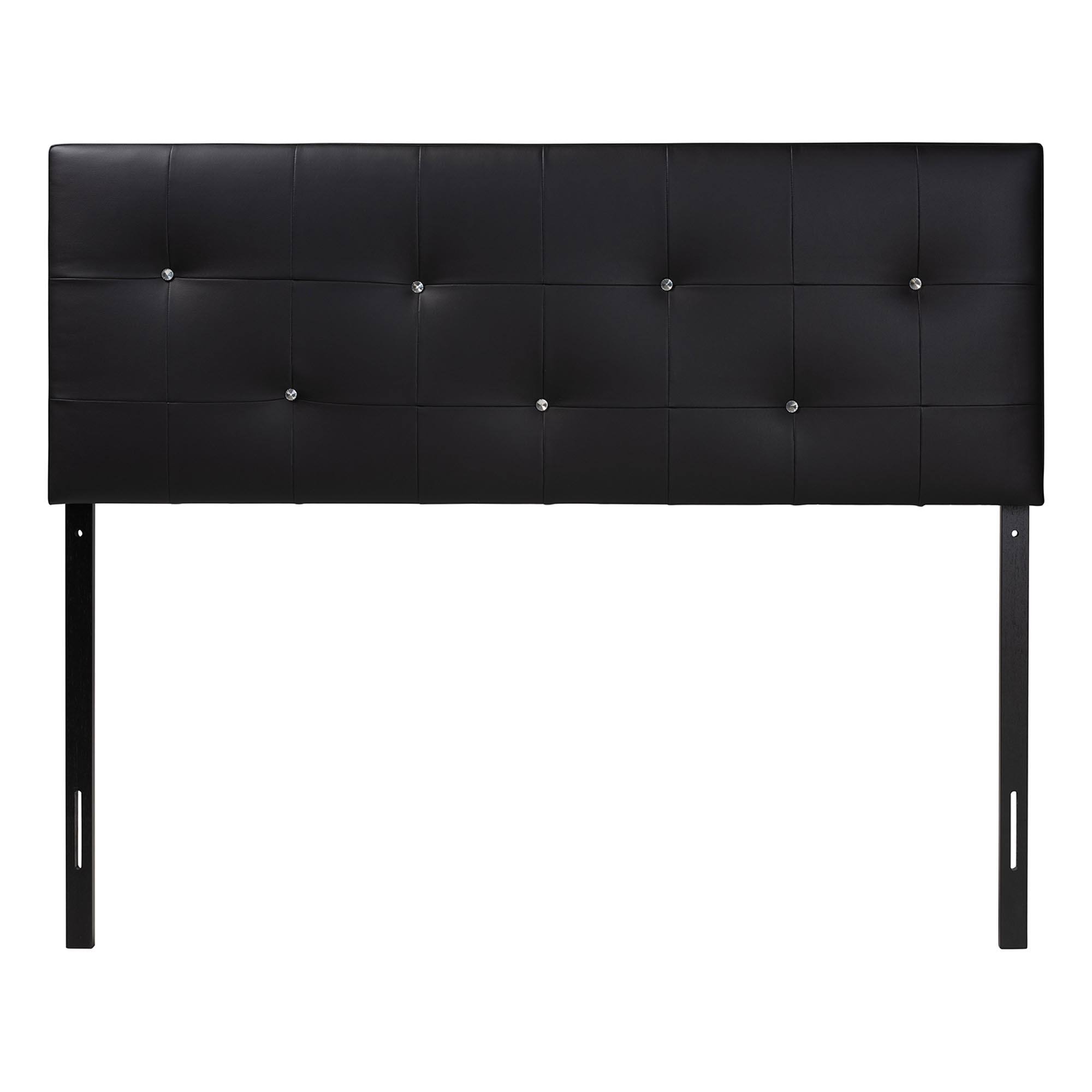 Angle. Baxton Studio - Dalini Modern and Contemporary Queen Faux Leather Headboard with Faux Crystal Buttons - Black.