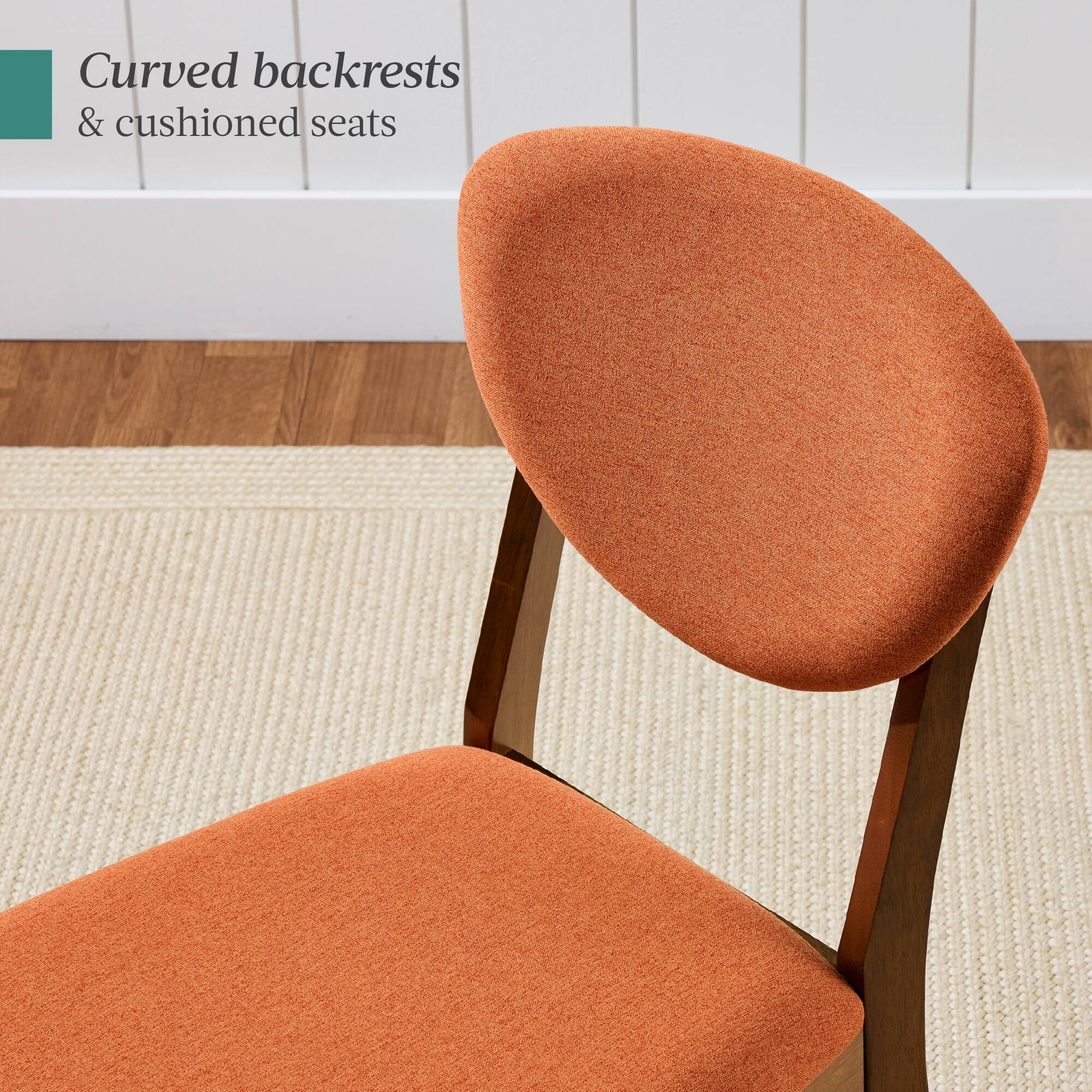 Curved backrests & cushioned seats