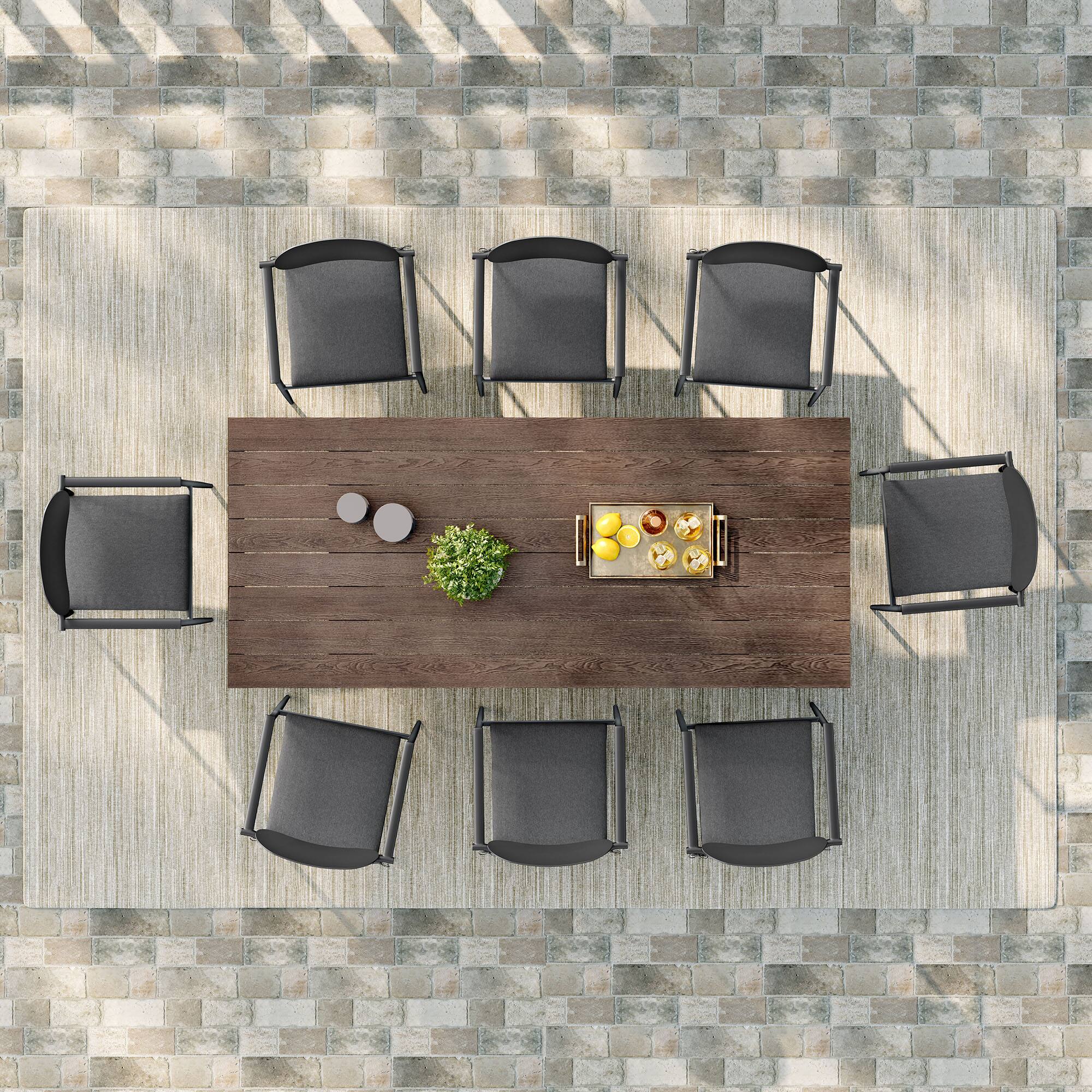 Alt View 6. Modway - Aeris 9-Piece Outdoor Patio Aluminum Dining Set - Charcoal.