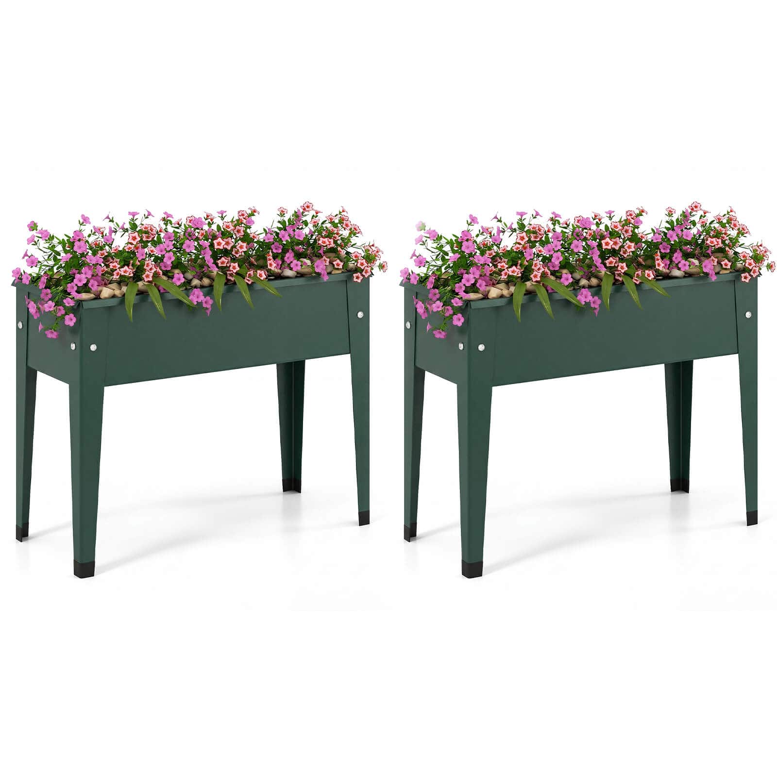 Costway - 2 PCS Raised Garden Bed, Elevated Metal Planter Box with Legs and Drainage Holes - Green price history on PriceWatchPro