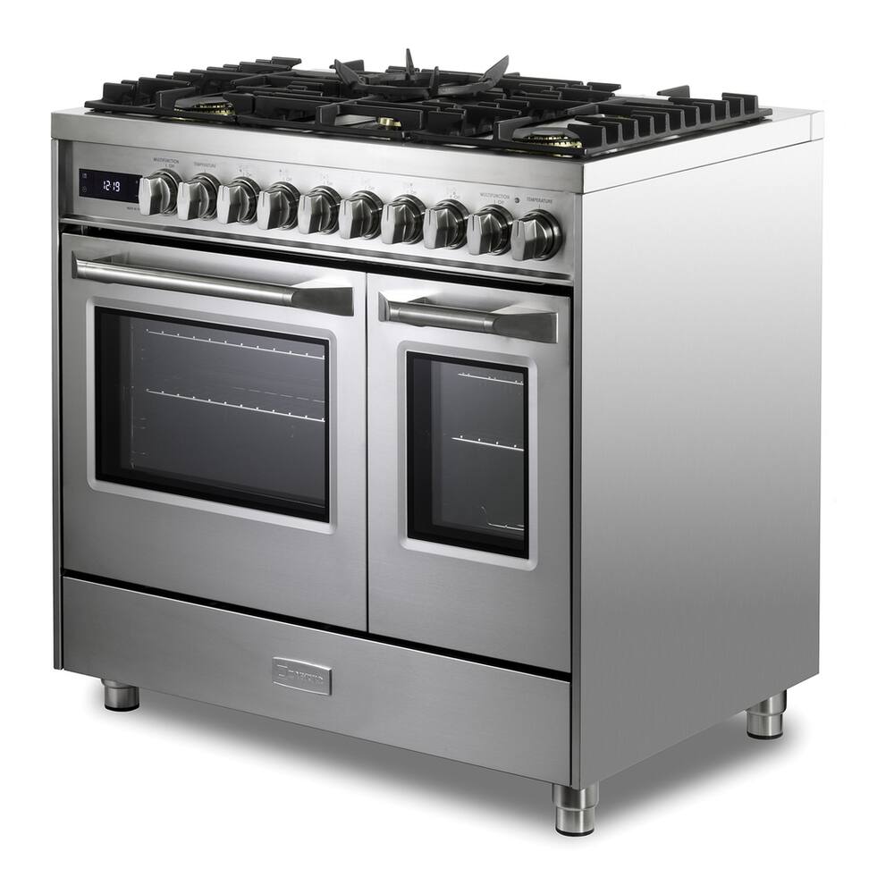 Verona Ultima Series 36 in. Double Oven Dual Fuel Range with 5 Sealed ...