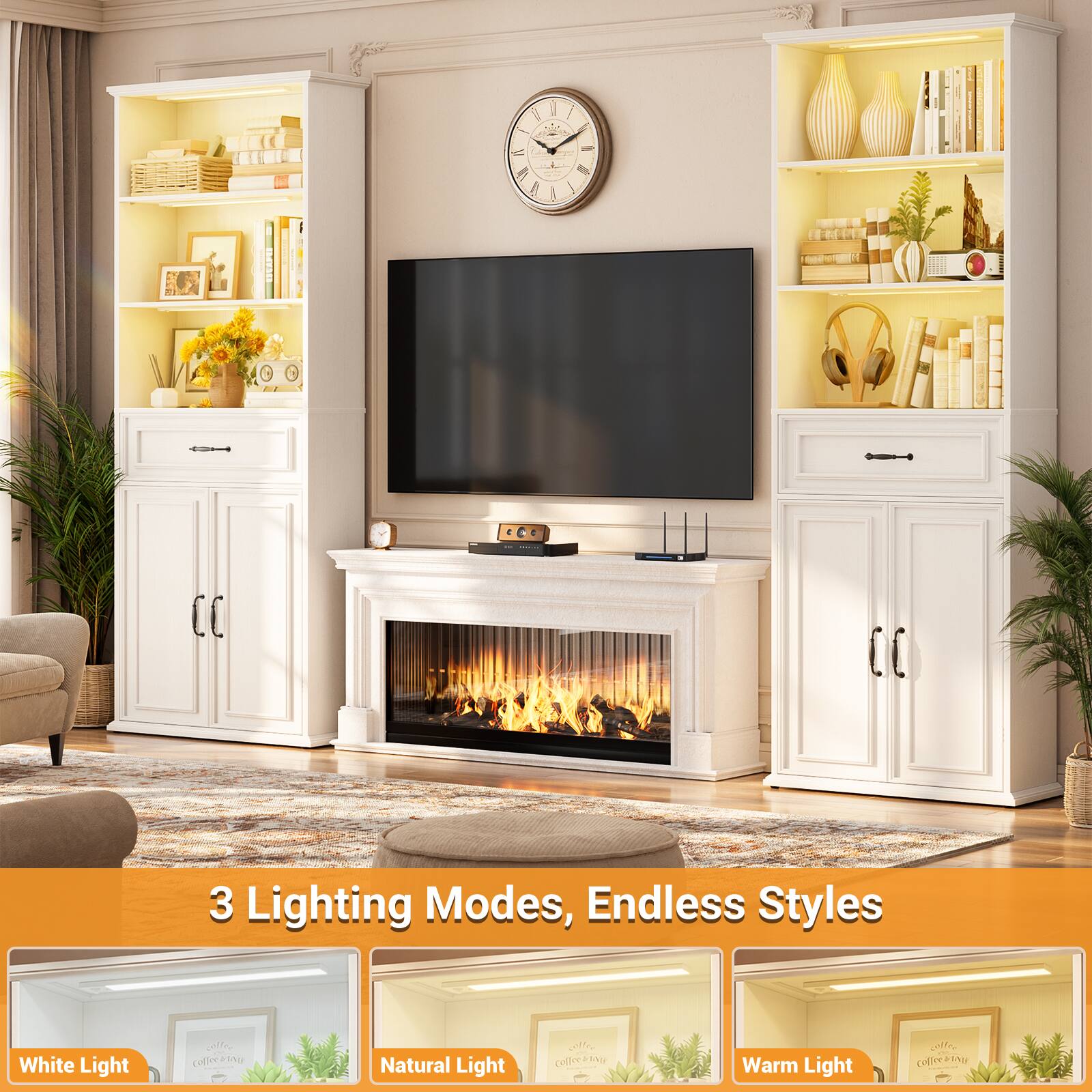 3 Lighting Modes, Endless Styles

White Light
Natural Light
Warm Light