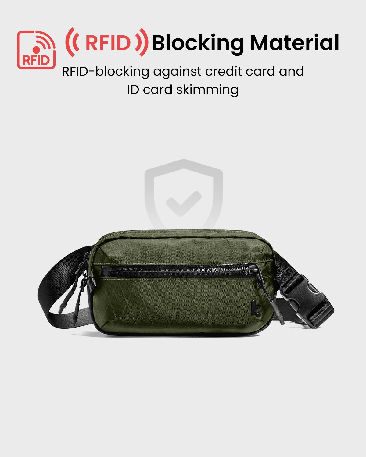 RFID Blocking Material: RFID-Blocking against credit card and ID card skimming.