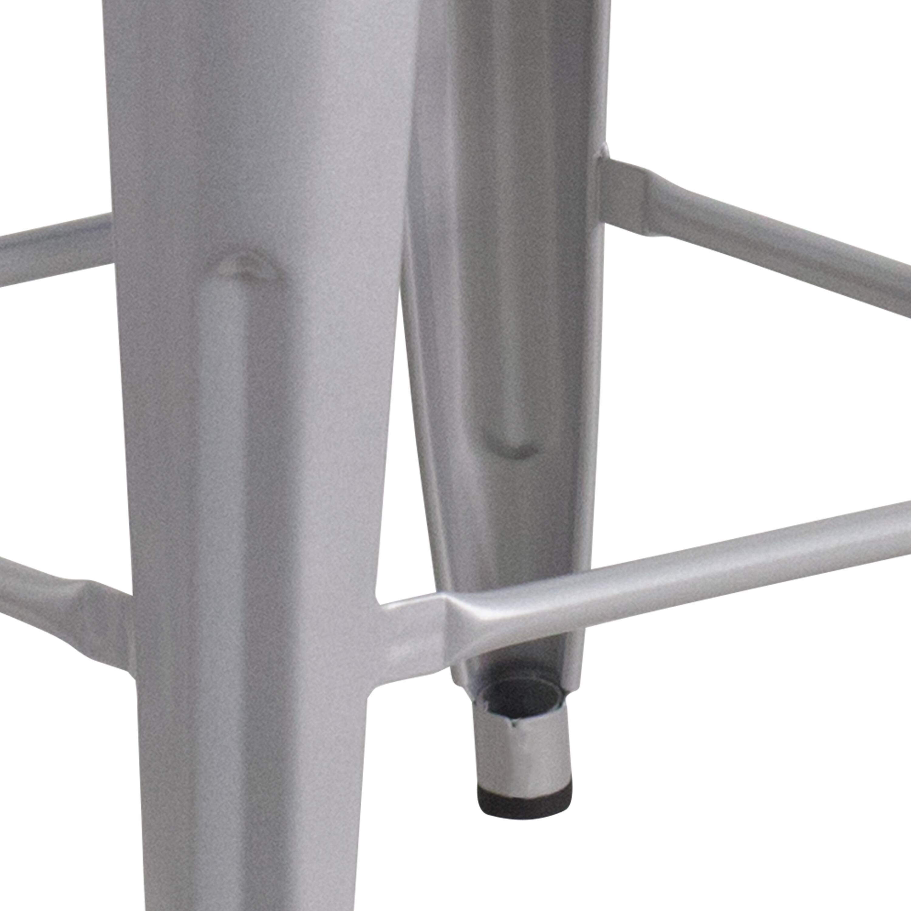 Alt View 8. Emma + Oliver - Commercial Grade 24"H Backless Metal Indoor-Outdoor Counter Stool w/ Square Seat - Silver.