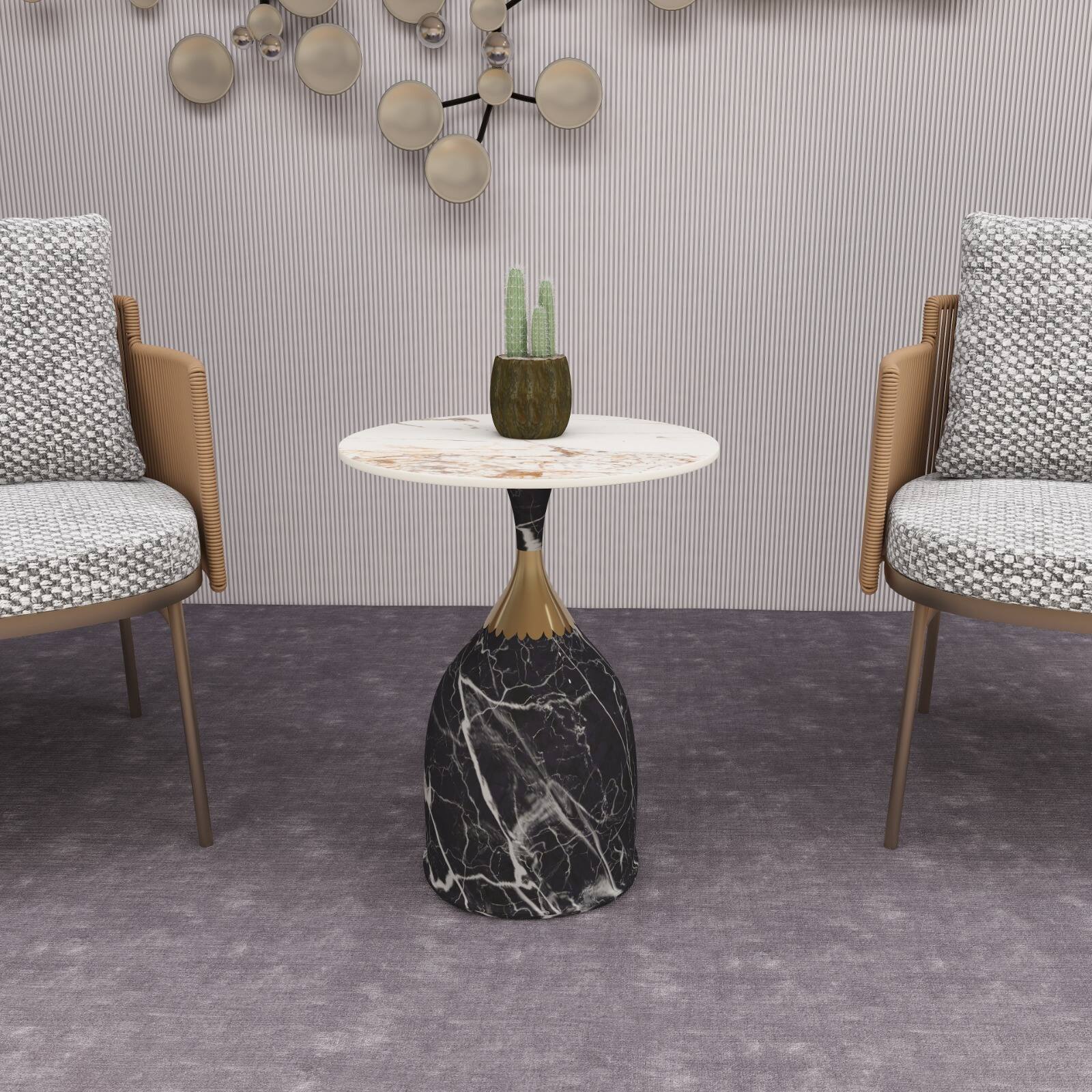 Angle. LeisureMod - Modern Bell-Shaped Steel Top Accent Table with Powder Coated Finish for Living Room or Office - Grey.