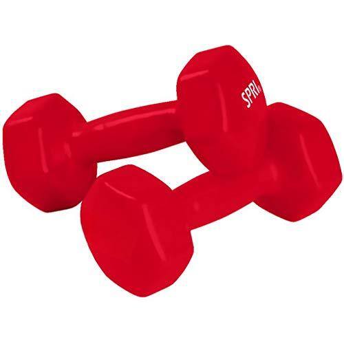 Front. ThinkLink Electronic - Dumbbells Hand Weights Set Of 2 Vinyl Coated Exercise Fitness Dumbbell For Home Gym Equipment Workouts - Red.