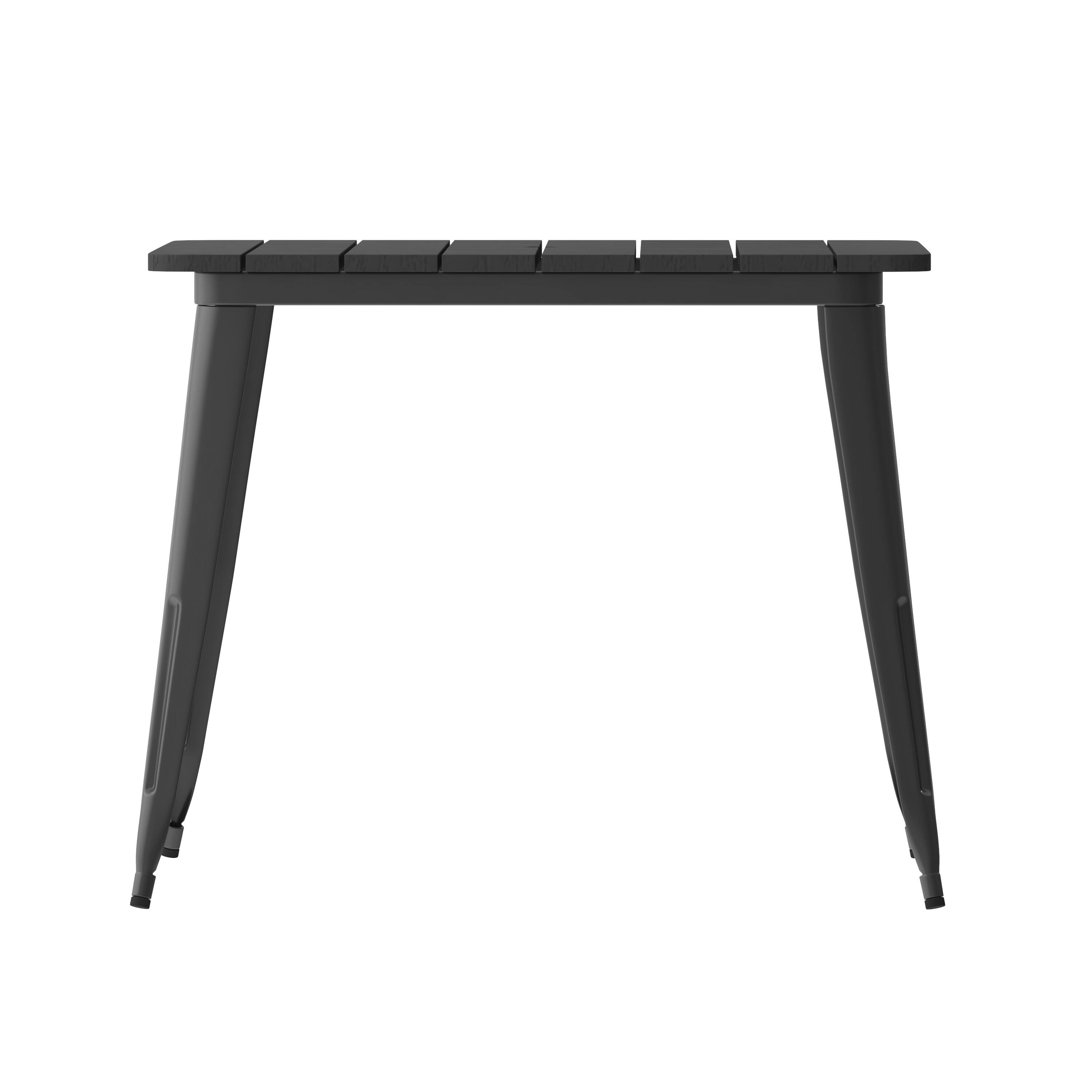 Alt View 7. Emma + Oliver - Drew Indoor/Outdoor Dining Table with Umbrella Hole, 36" Square All Weather Poly Resin Top and Steel Base - Black Top/Black Frame.