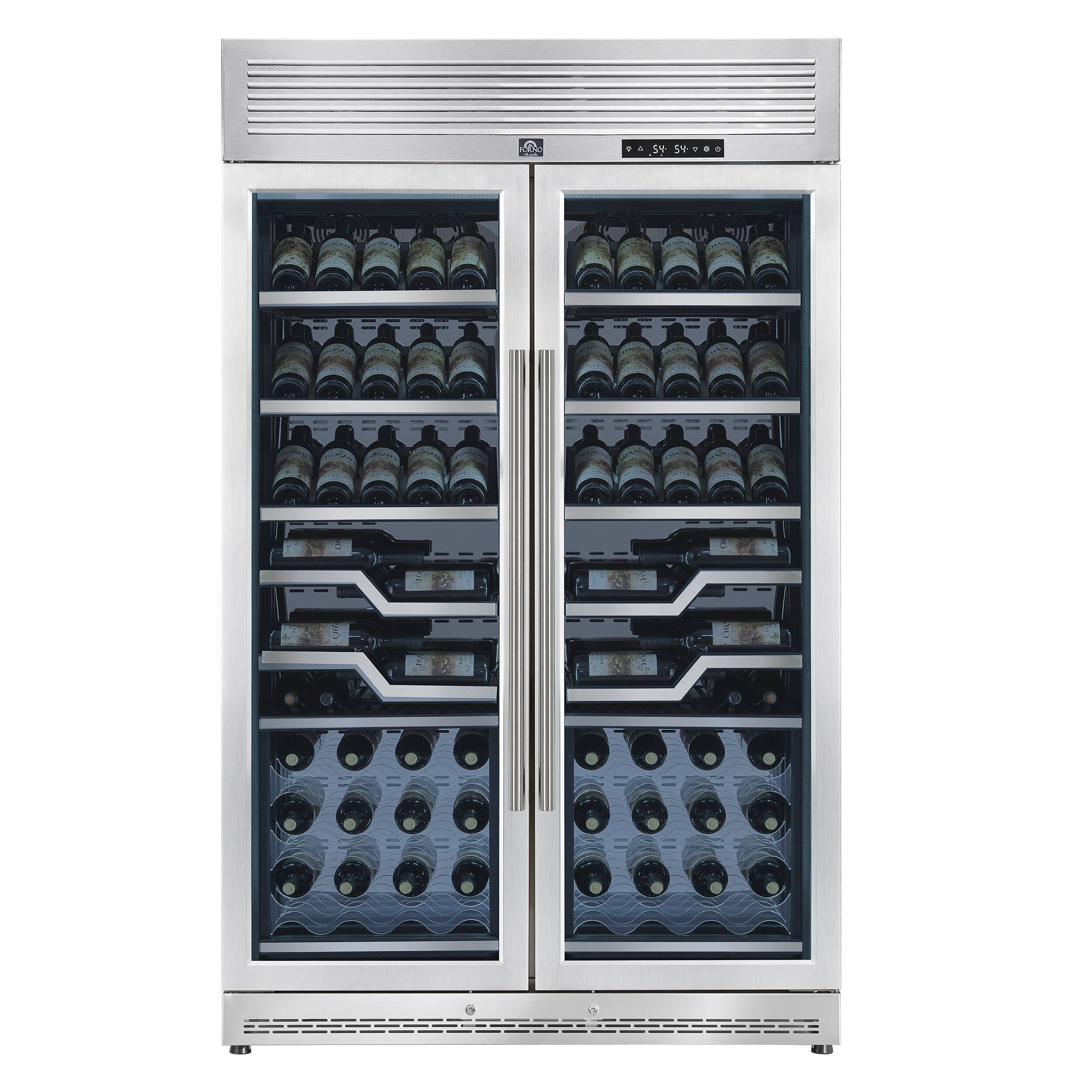 Alt View 1. Forno Appliances - Abruzzo 102-Bottle Dual Zone Wine Cellar with Clear Acrylic Holders & Stainless Trim Shelves - Stainless steel.
