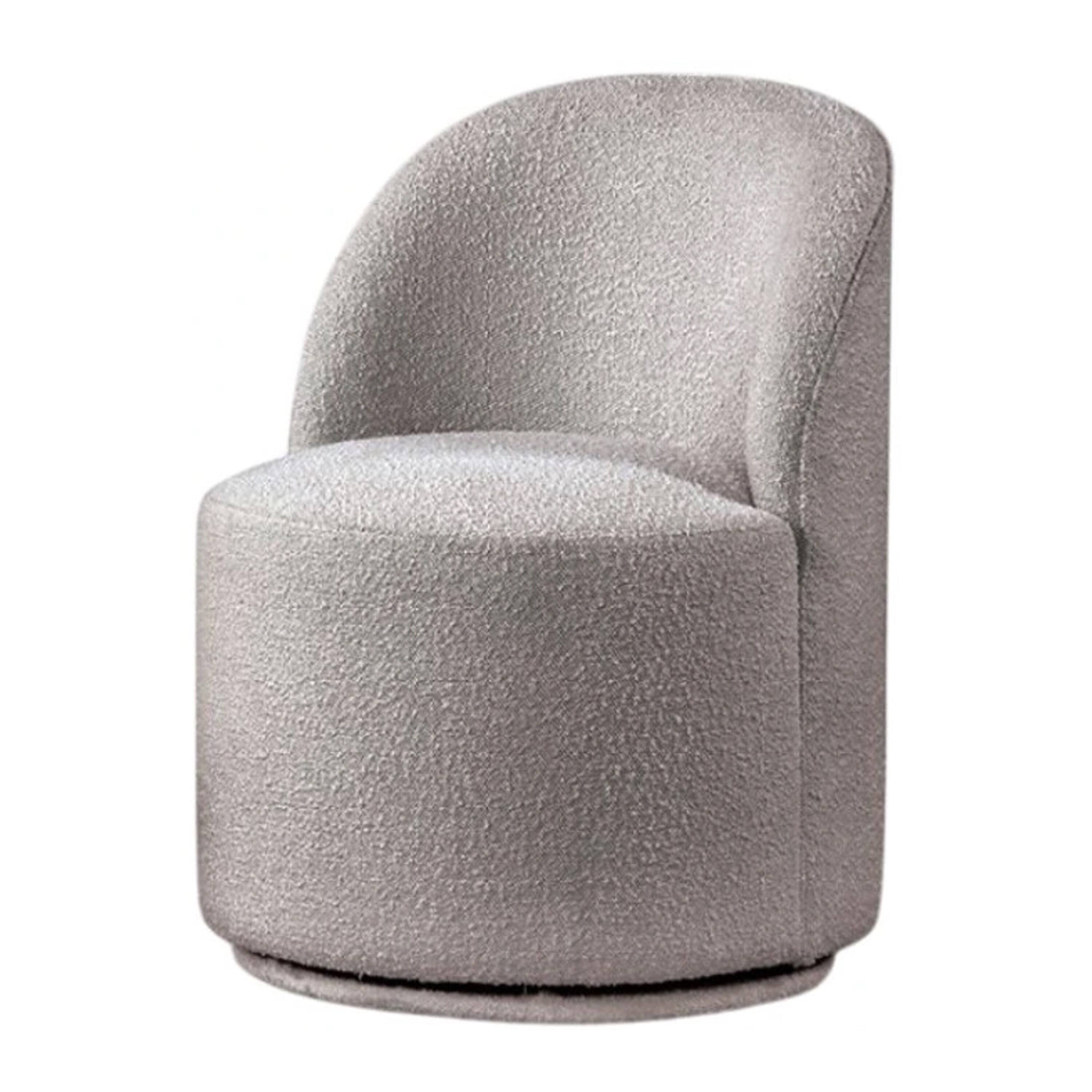 Alt View 1. Manhattan Lane - Ager Side Dining Swivel Chair, Curved Barrel Style, Gray Boucle Chenille - Light Gray.