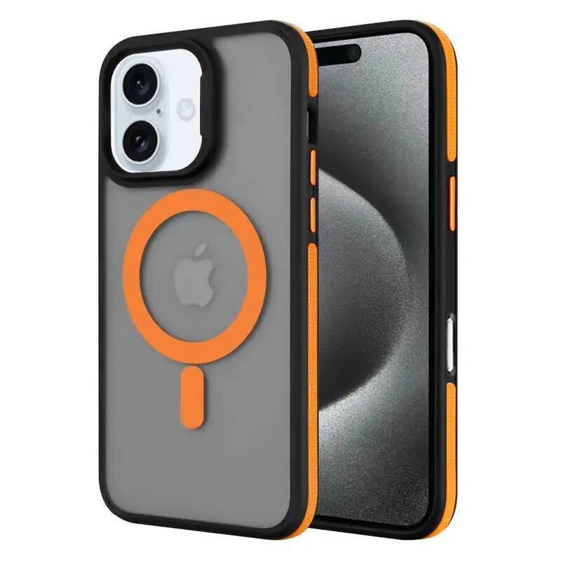 Front. Entronix - Entronix [Magnetic] Case for iPhone 17 - Translucent Matte Back w/ Rugged Edges - Orange.