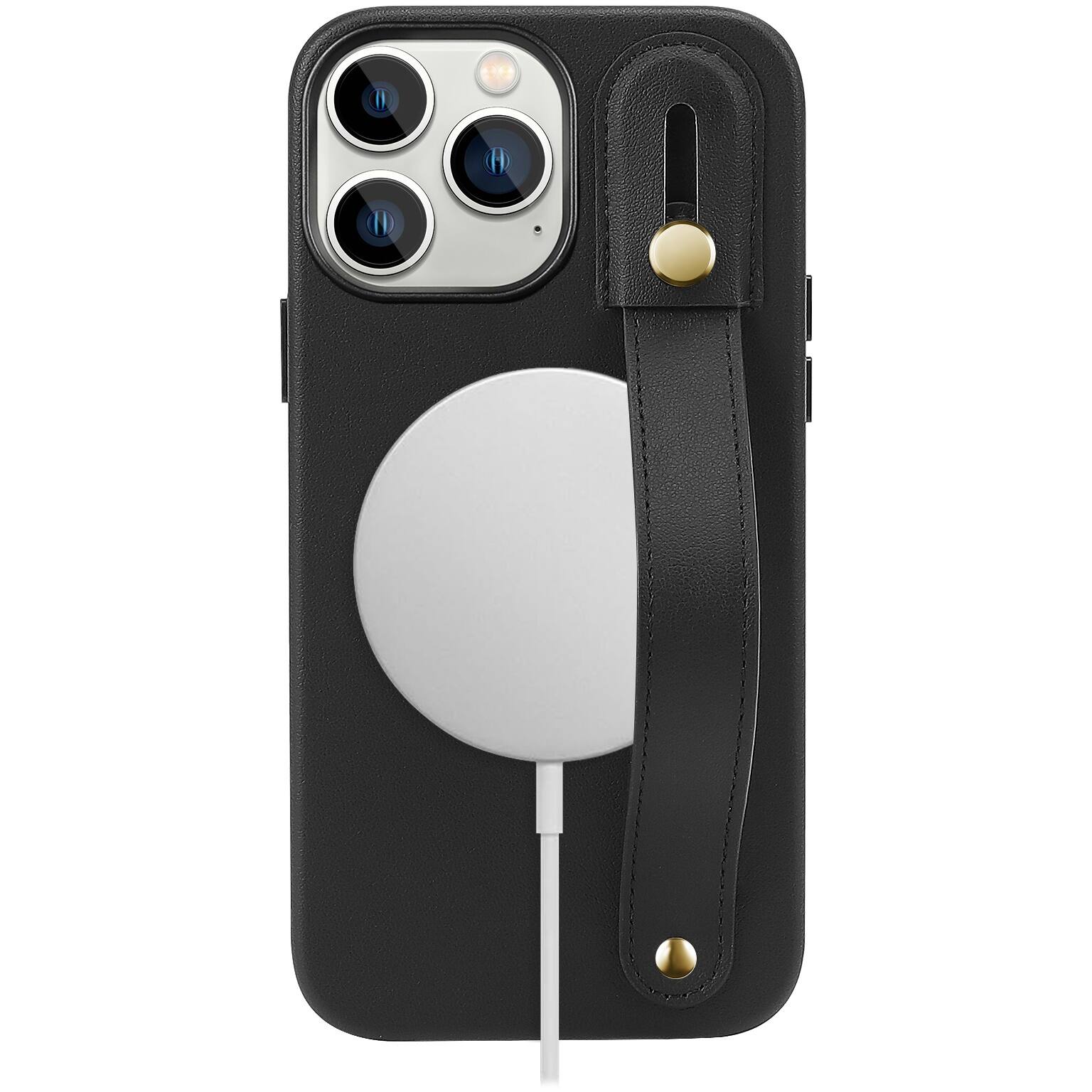 Alt View 16. SaharaCase - FingerGrip Series Genuine Leather Case with MagSafe for Apple iPhone 15 Pro Max - Black.