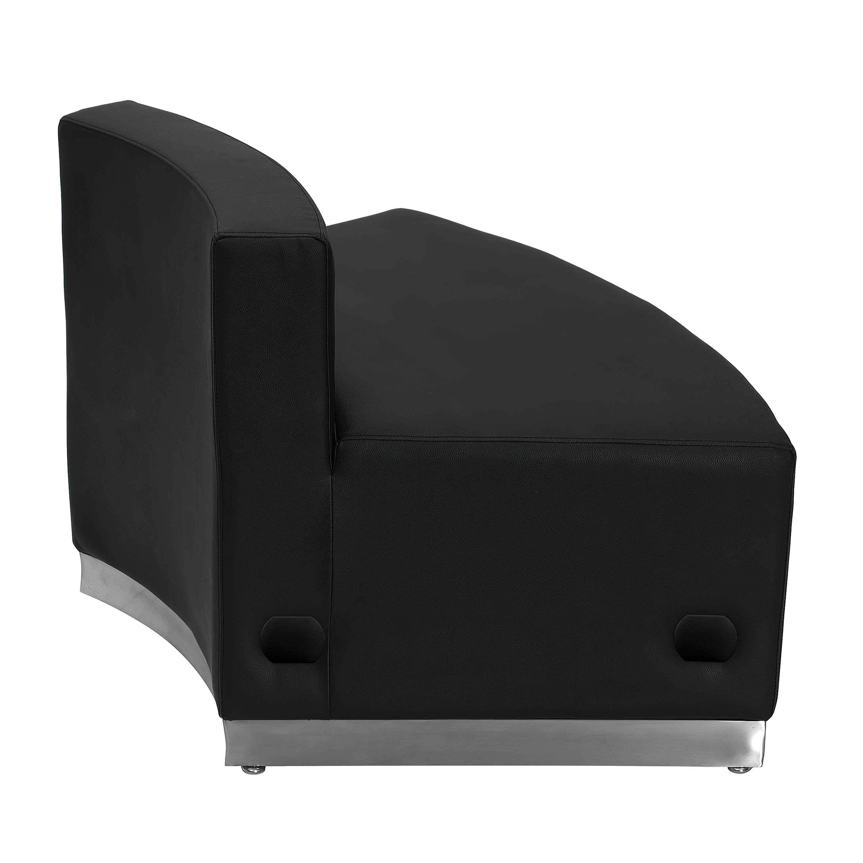 Alt View 2. Emma + Oliver - Modular Reception Convex Chair with Brushed Stainless Steel Base - Black.