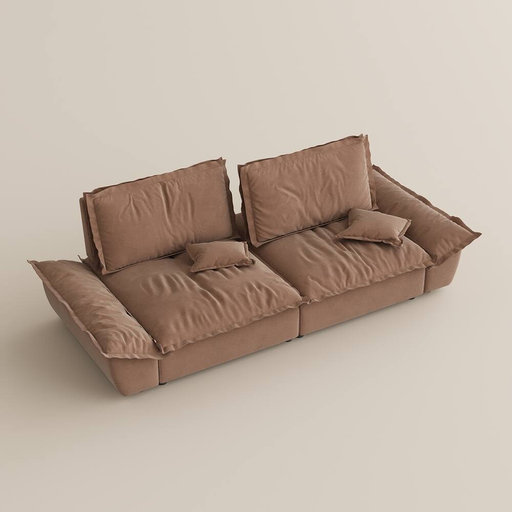 Alt View 10. POVISON - 104.33" Sailboat Deep Sofa Stain Resistant Cozy Couch with Adjustable Backrest - Brown Suede Fabric.