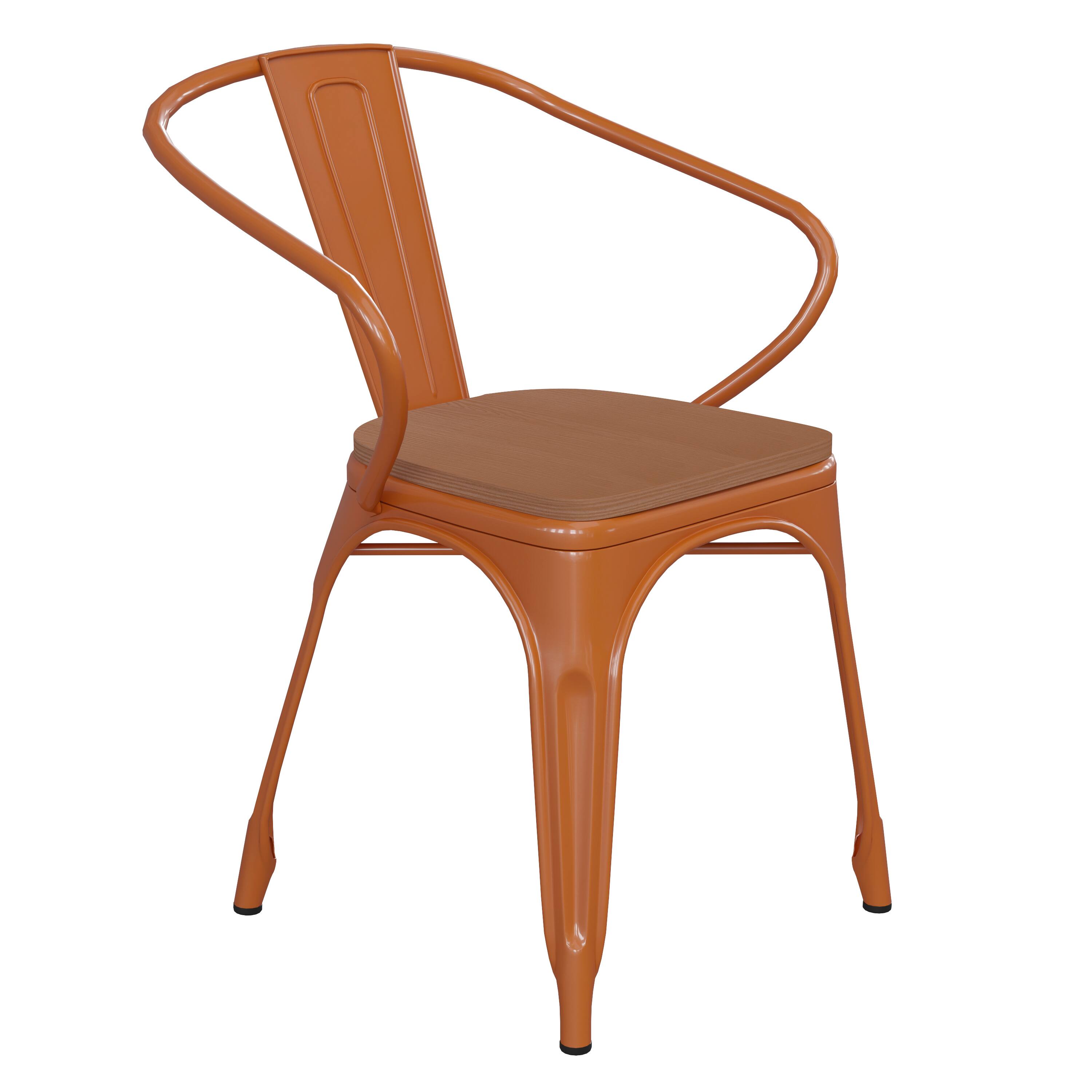 Teak Seat/Orange Frame