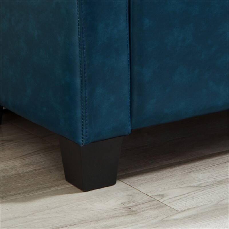 Alt View 4. HTUTWOO - Storage Ottoman Bench for Bedroom Living Room Hallway - 48" Upholstered Tufted Faux Leather PU Ottoman with Storage - Blue.