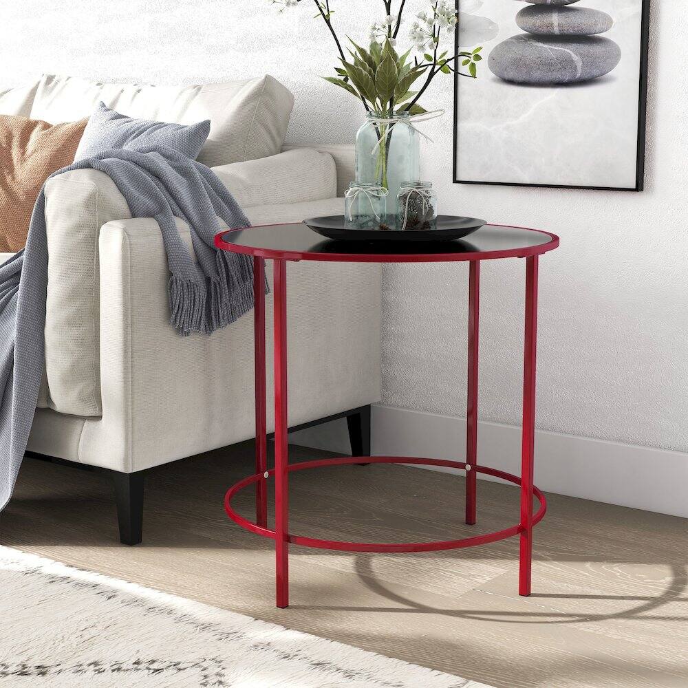 Alt View 1. Furniture of America - Keefer Contemporary Glass Top Side Table - Red.