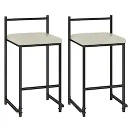 Gymax - 26'' Stackable Counter Height Bar Stools Set of 2 w/Back Metal Frame & Footrest - Black