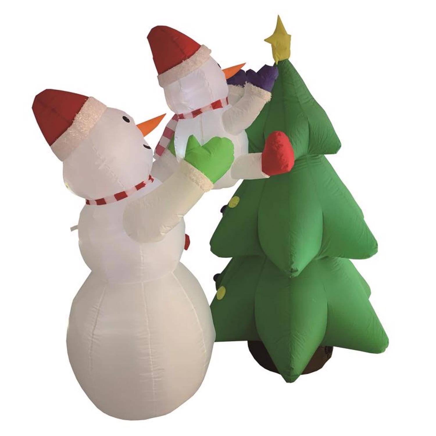 Angle. Celebrations - Celebrations Snowman with Tree 6 ft. Inflatable - Multicolored.