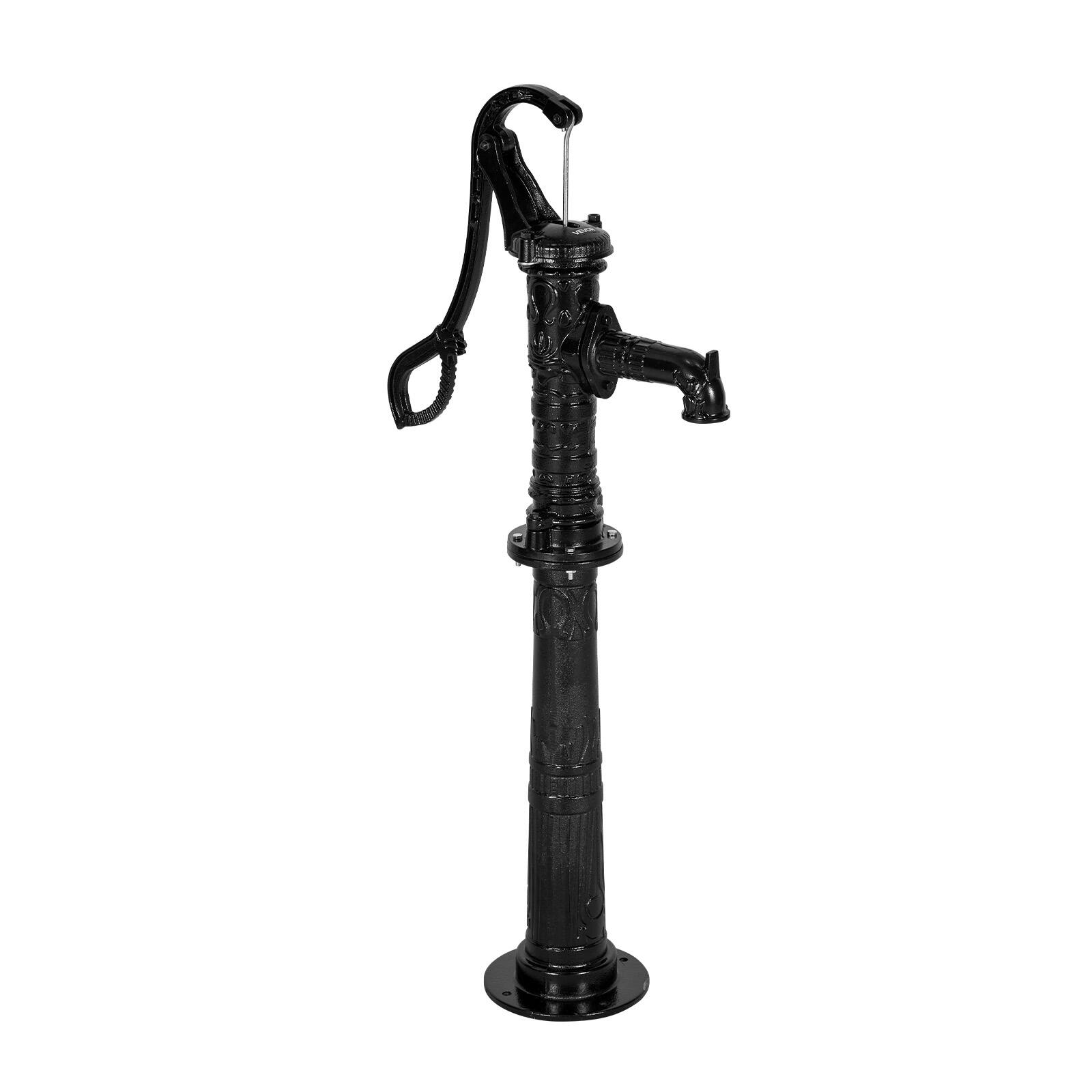 Alt View 5. VEVOR - Well Hand Pitcher Pump, 20 ft Max Lift, Antique Cast Iron Manual Hand Water Pump with Heightening Base - Black.