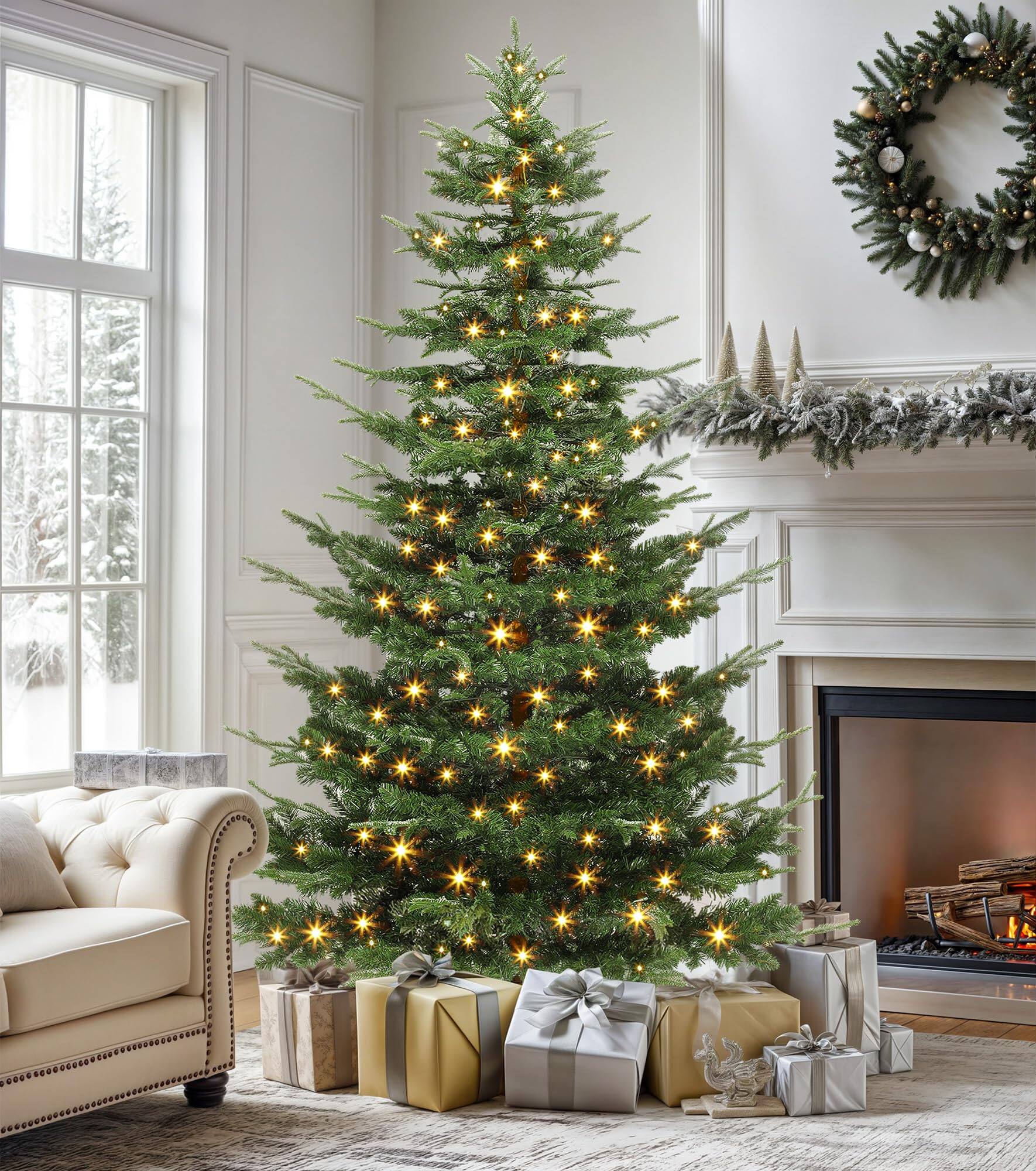 Alt View 6. Skar Audio - Aspen Fir Christmas Tree With 700 Led Lights Prelit Atificial Trees Full Xmax 1319 Metal - Green 6ft 6in.