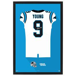 Sporticulture - Bryce Young Carolina Panthers Away Jersey Framed Art Print - White