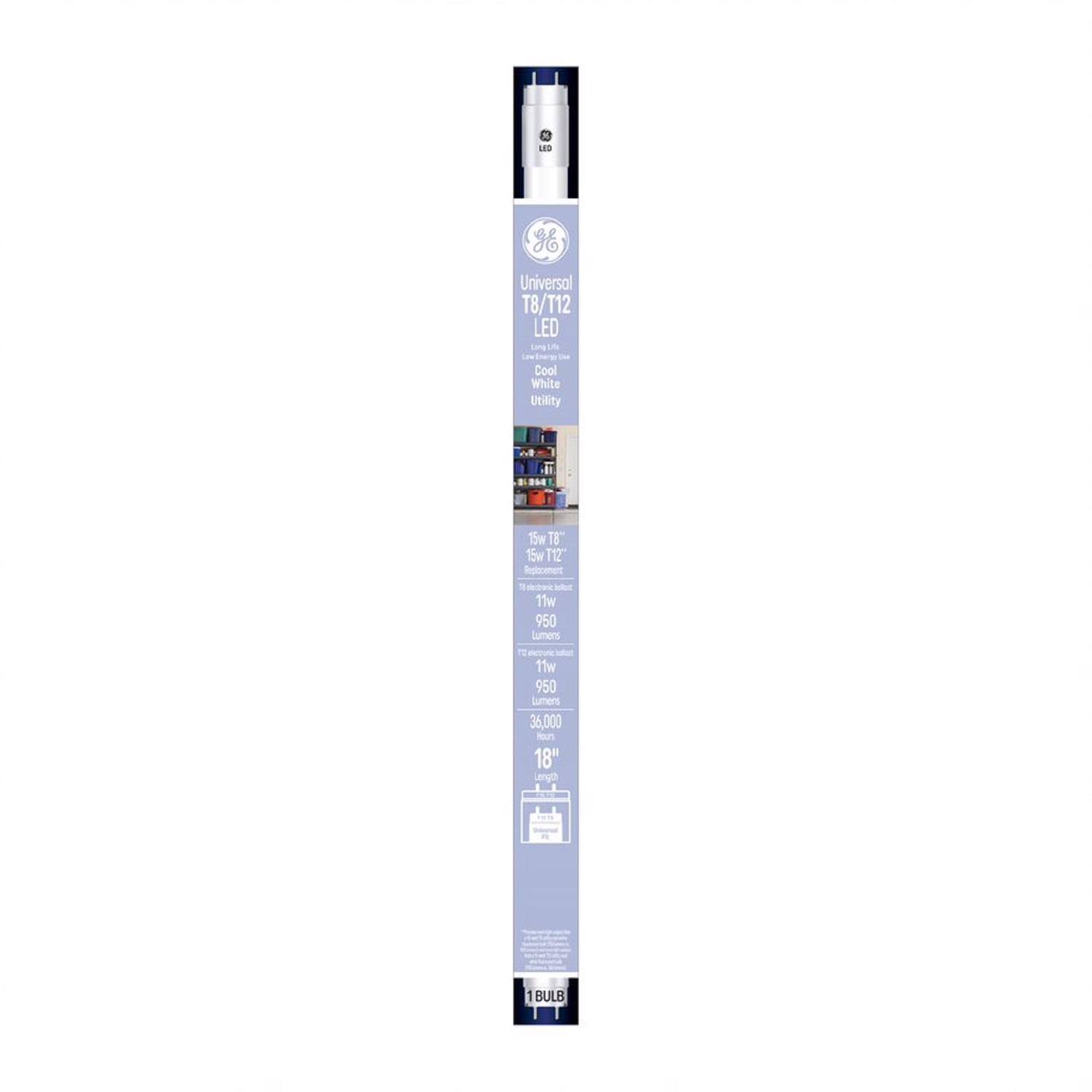 GE - LED Cool White 18 in. G13 T8/T12 Linear Light 15 Watt Equivalence 1 pk price history on PriceWatchPro