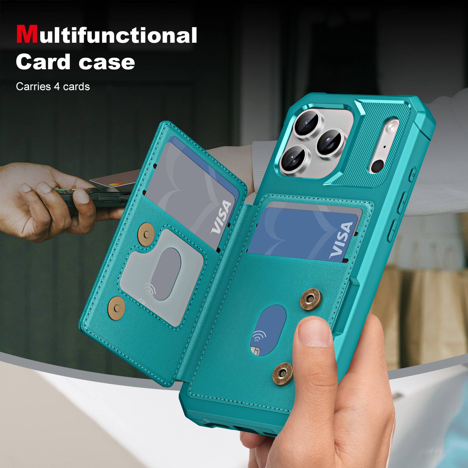 Multifunctional Card case  
Carries 4 cards