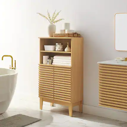 Front. Modway - Render Freestanding Bathroom Storage Cabinet by Modway - Oak.