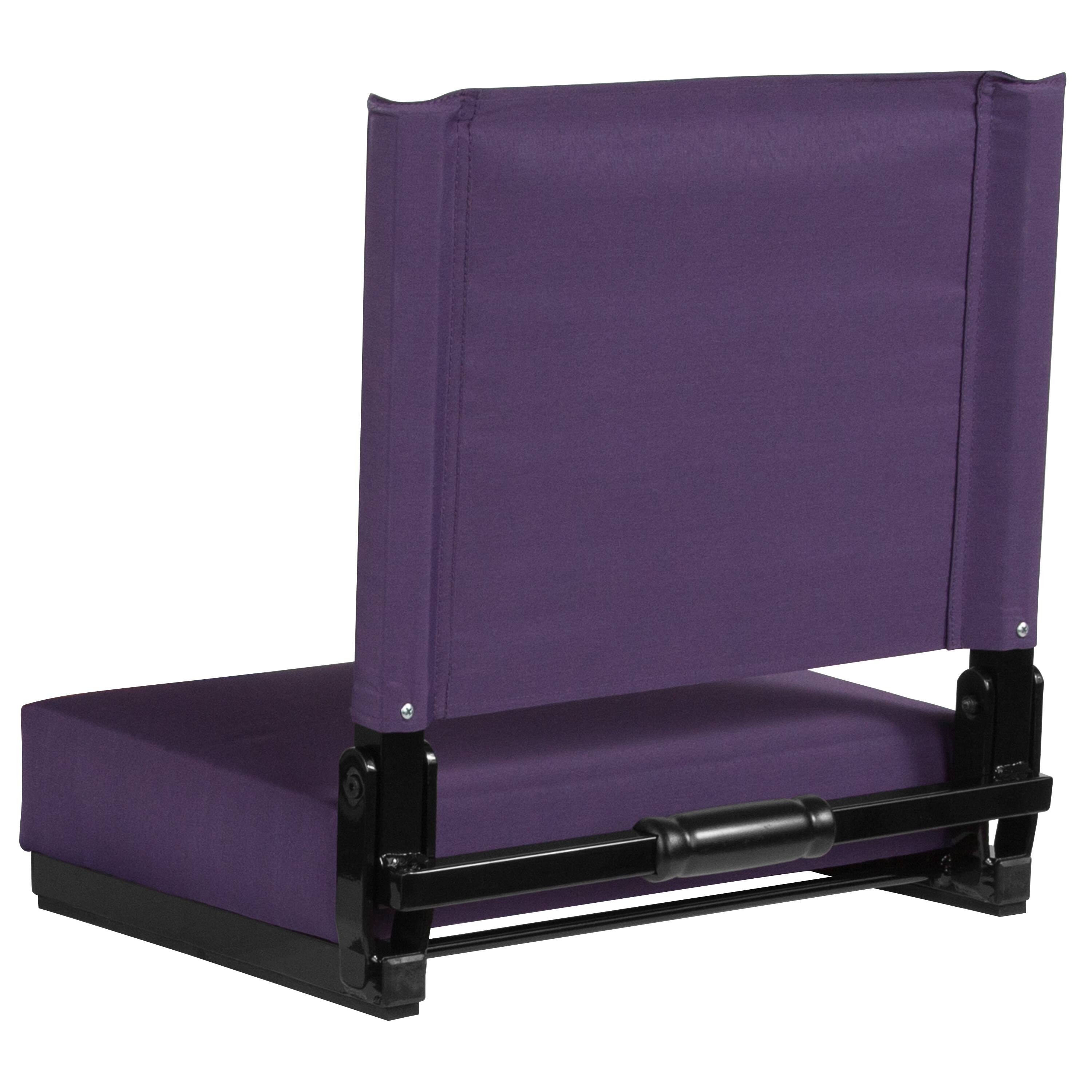 Alt View 5. Emma + Oliver - Set of 2 500 lb. Rated Lightweight Stadium Chair with Ultra-Padded Seat - Dark Purple.