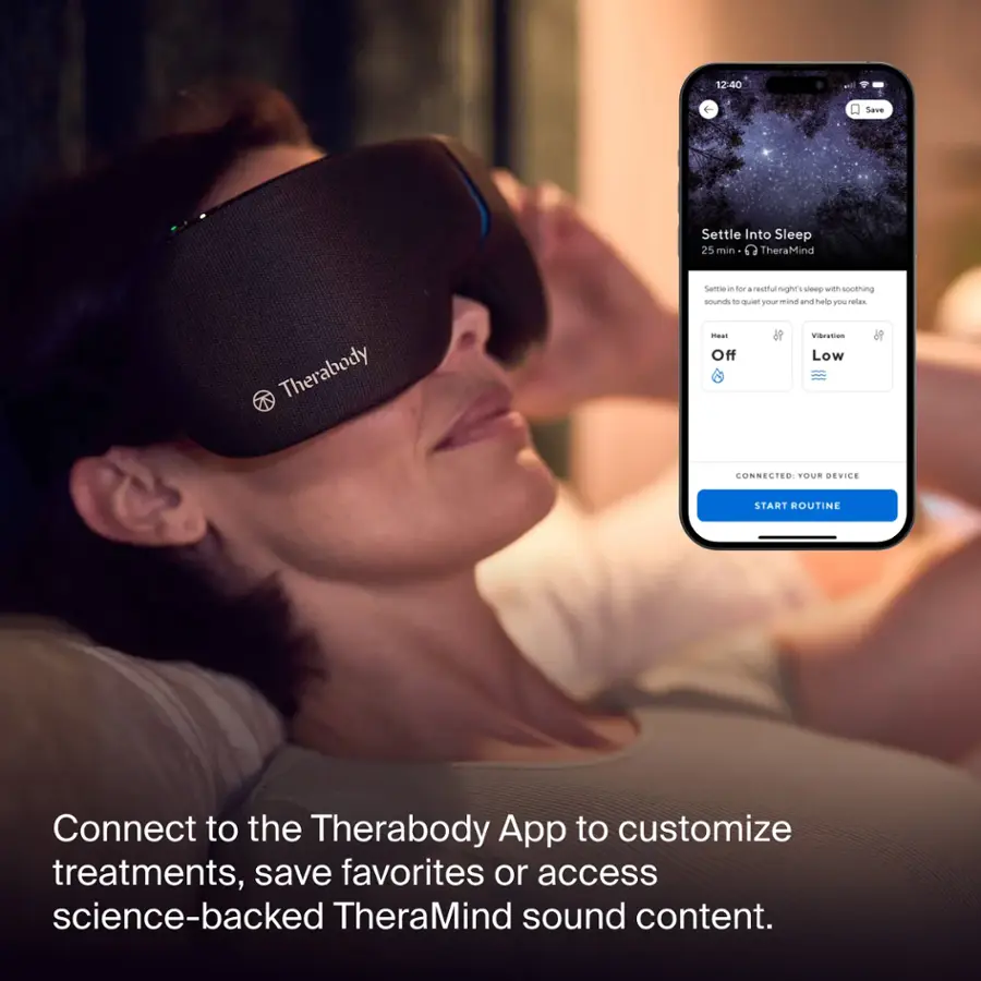 Connect to the Therabody App to customize treatments, save favorites or access science-backed TheraMind sound content.