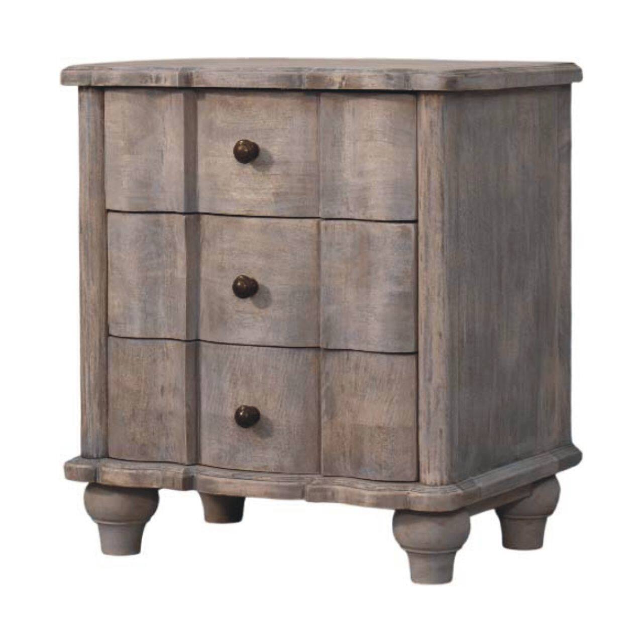 Left. Artisan Furniture - Artisan Furniture Solid Wood Beaumont Curved Nightstand - Grey.