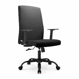LeisureMod - Evander Ergonomic Leather Office Chair, Aluminum Frame, Adjustable Height, Swivel Desk Chair for Home Office Workspace - Black