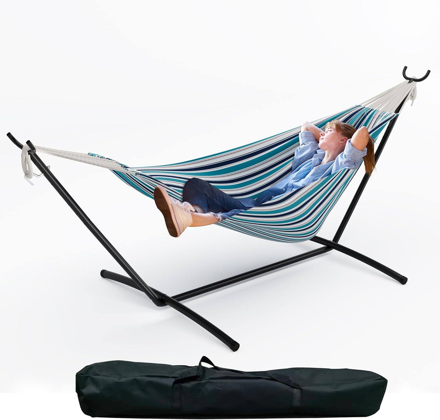 Alt View 2. Homhougo - Double Portable Hammock w/Stand, 450 LB Capacity, Adjustable Chair, Outdoor.