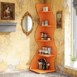 GOODSILO - Modern 5-Tier Corner Bookshelf Storage Rack for Home and Office Organization - Orange