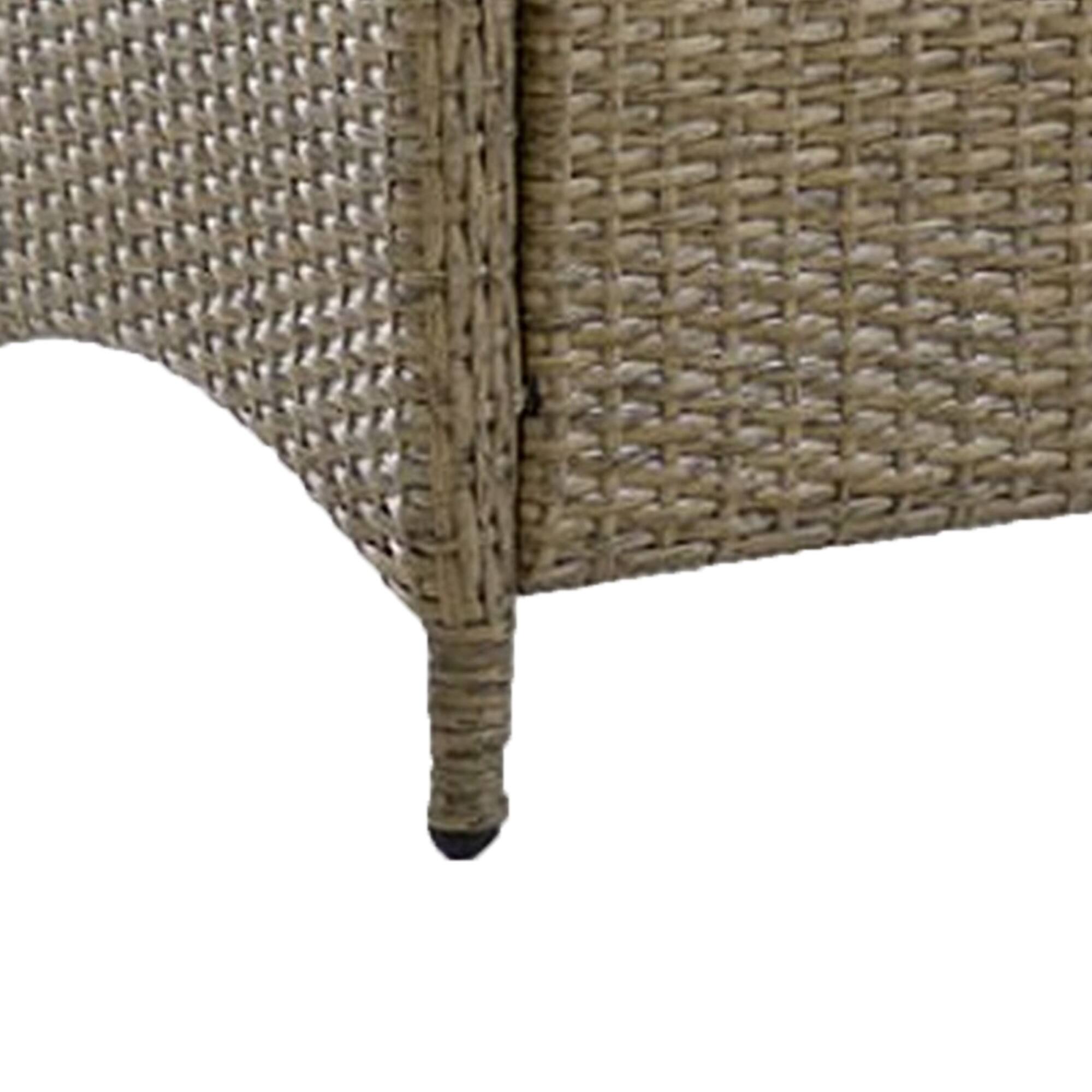 Alt View 3. Manhattan Lane - Ankia 21 Inch Outdoor Square Ottoman, Set of 2, Beige Fabric, Faux Wicker - Beige, Brown.
