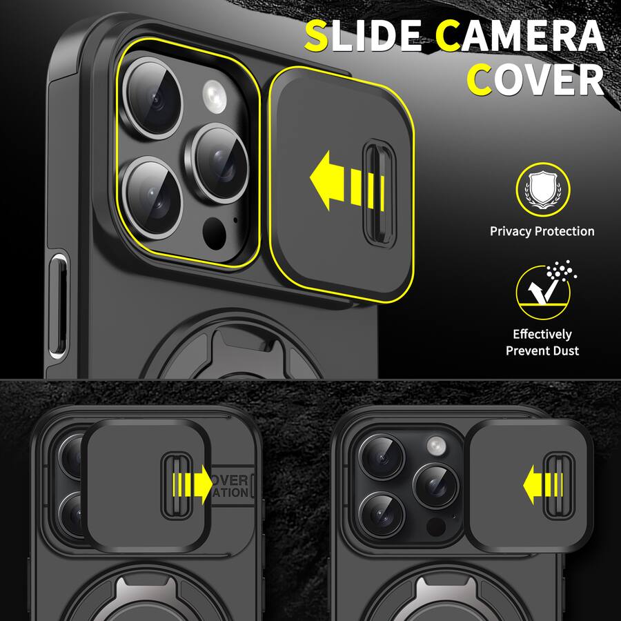Dteck Magnetic Ring Stand Case for iPhone 16 Pro Max with Slide Lens ...