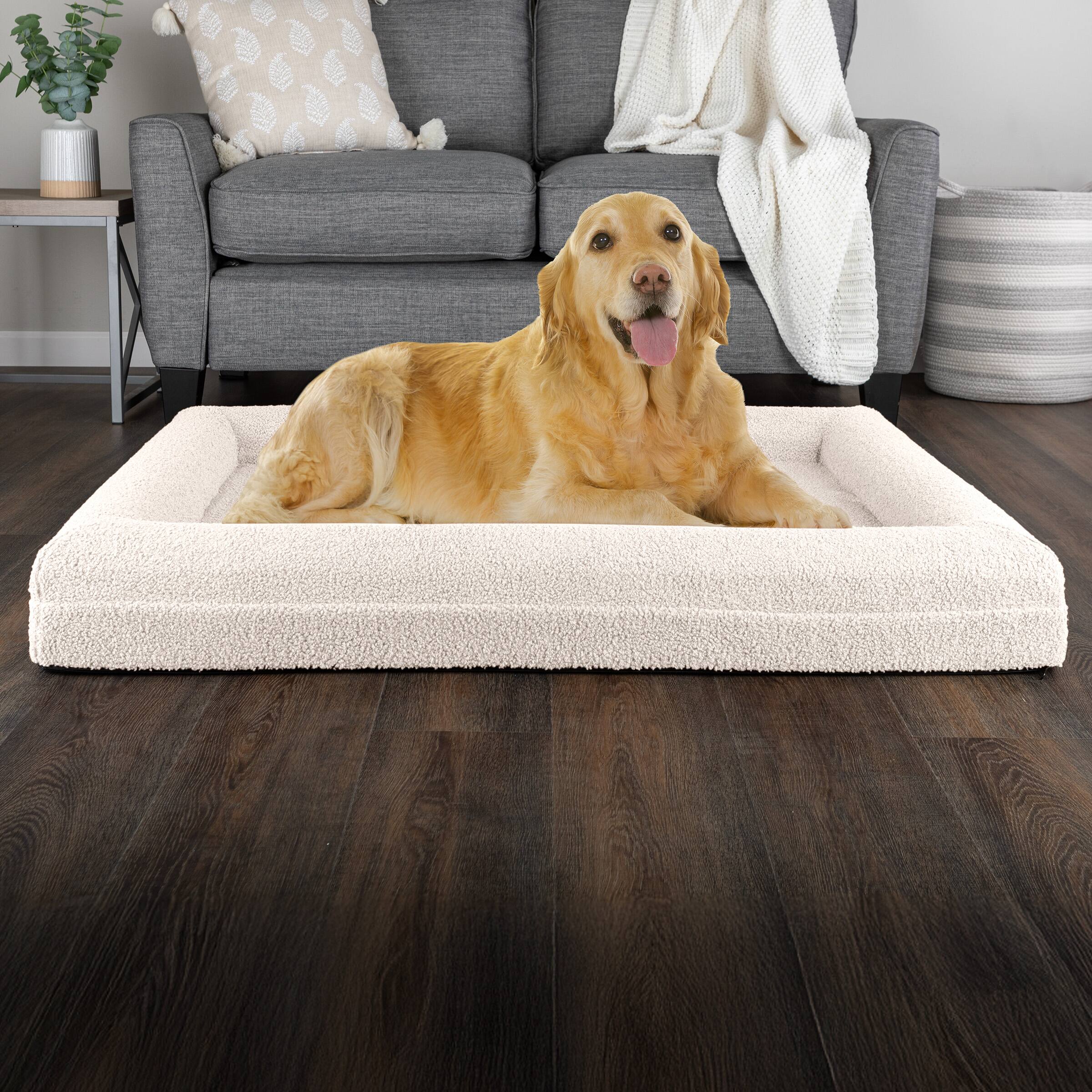 Alt View 1. PetMaker - 45in Large Dog Bed with Bolster - Cream.